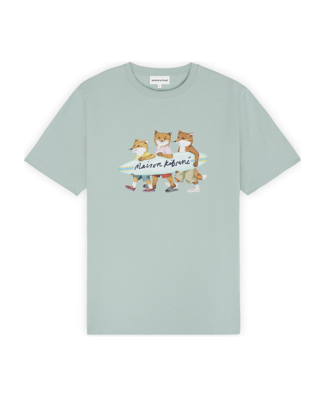 Maison Kitsuné Surfing Foxes Comfort Tee-shirt - Seafoam Blue