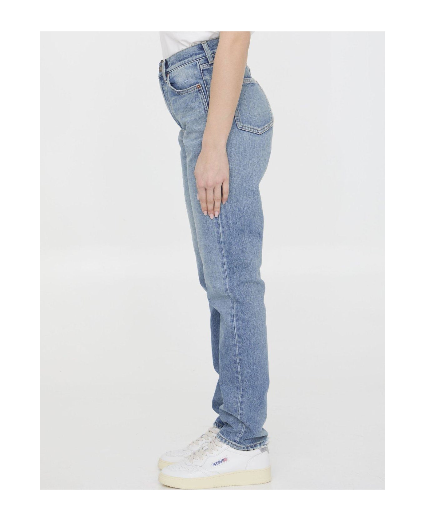 Saint Laurent Button Detailed Skinny Jeans - DENIM BLUE