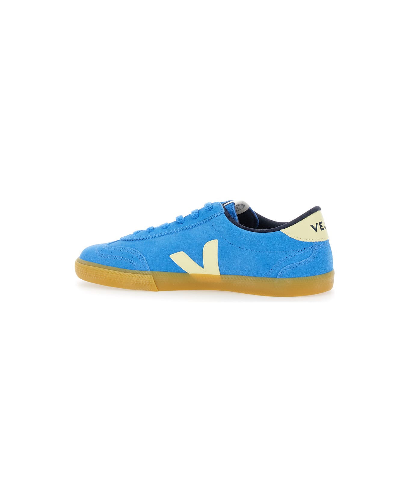 Veja 'volley' Blue Sneaker With Side Logo And Lettering Logo On The Heel In Organic Cotton Unisex - Light blue