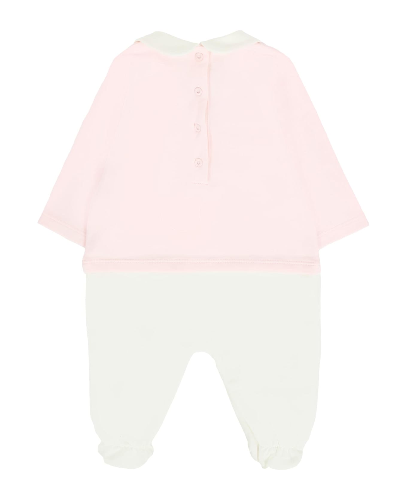 Fendi Pink Babygrow Suit For Baby Girl With Logo - Pink