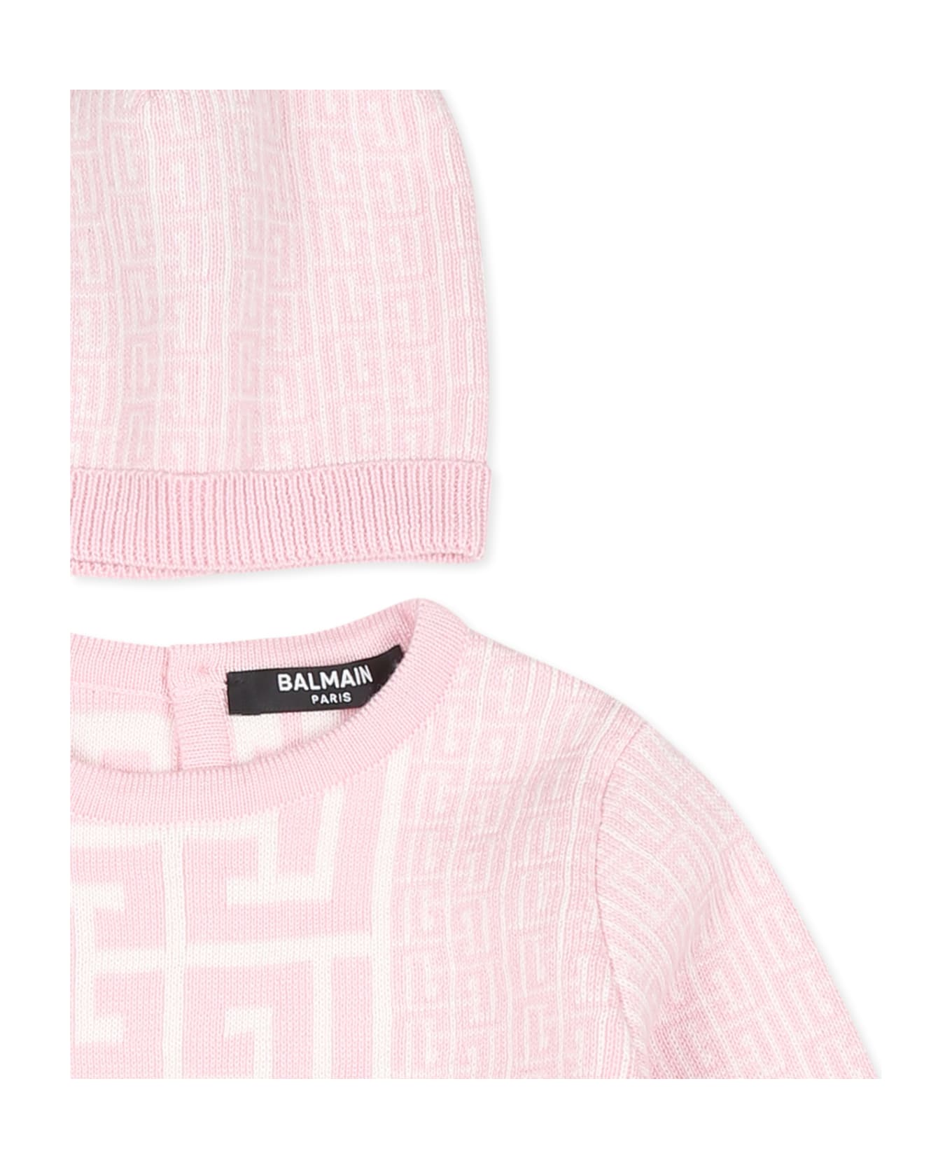 Balmain Pink Babygrow Set For Baby Girl With Labyrinth - Pink