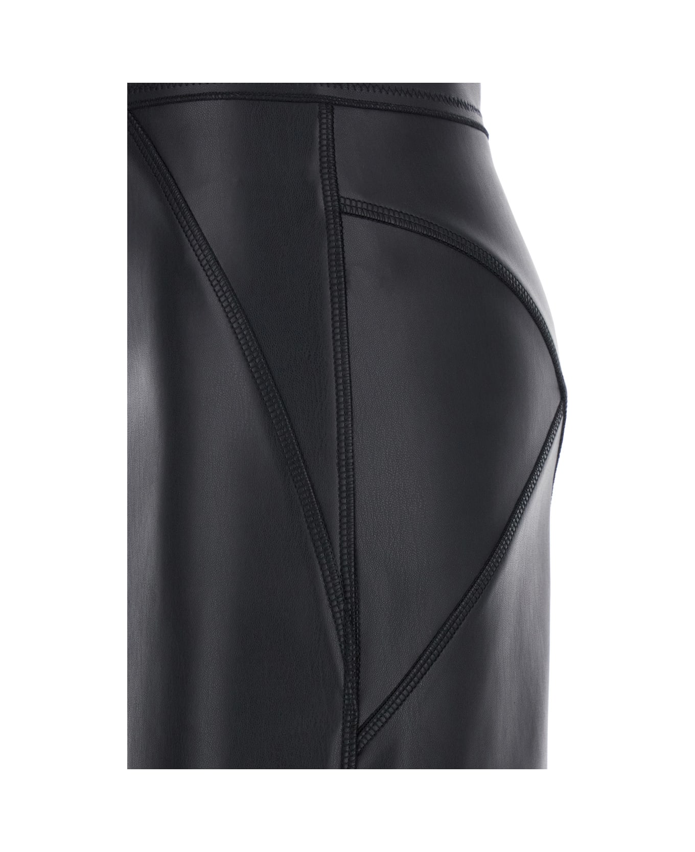 Merci Black Skirt With Rear Zip Closure In Ecoleather Woman - Black