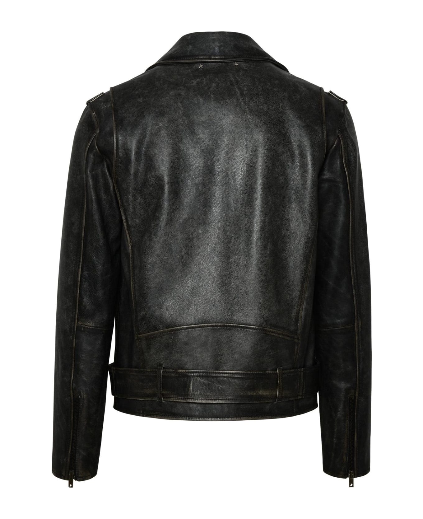 Golden Goose Leather Biker Jacket - Nero
