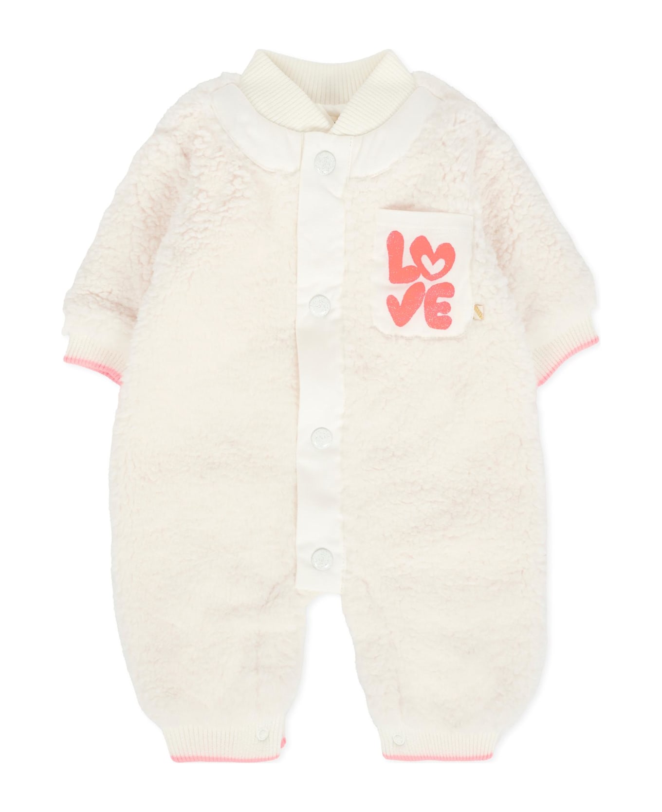 Billieblush Ivory Babygrow For Baby Girl With Writing - Ivory