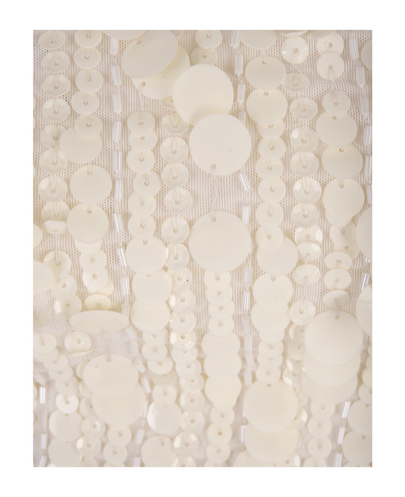 Parosh White Full Sequins Gender Crop Top - BIANCO