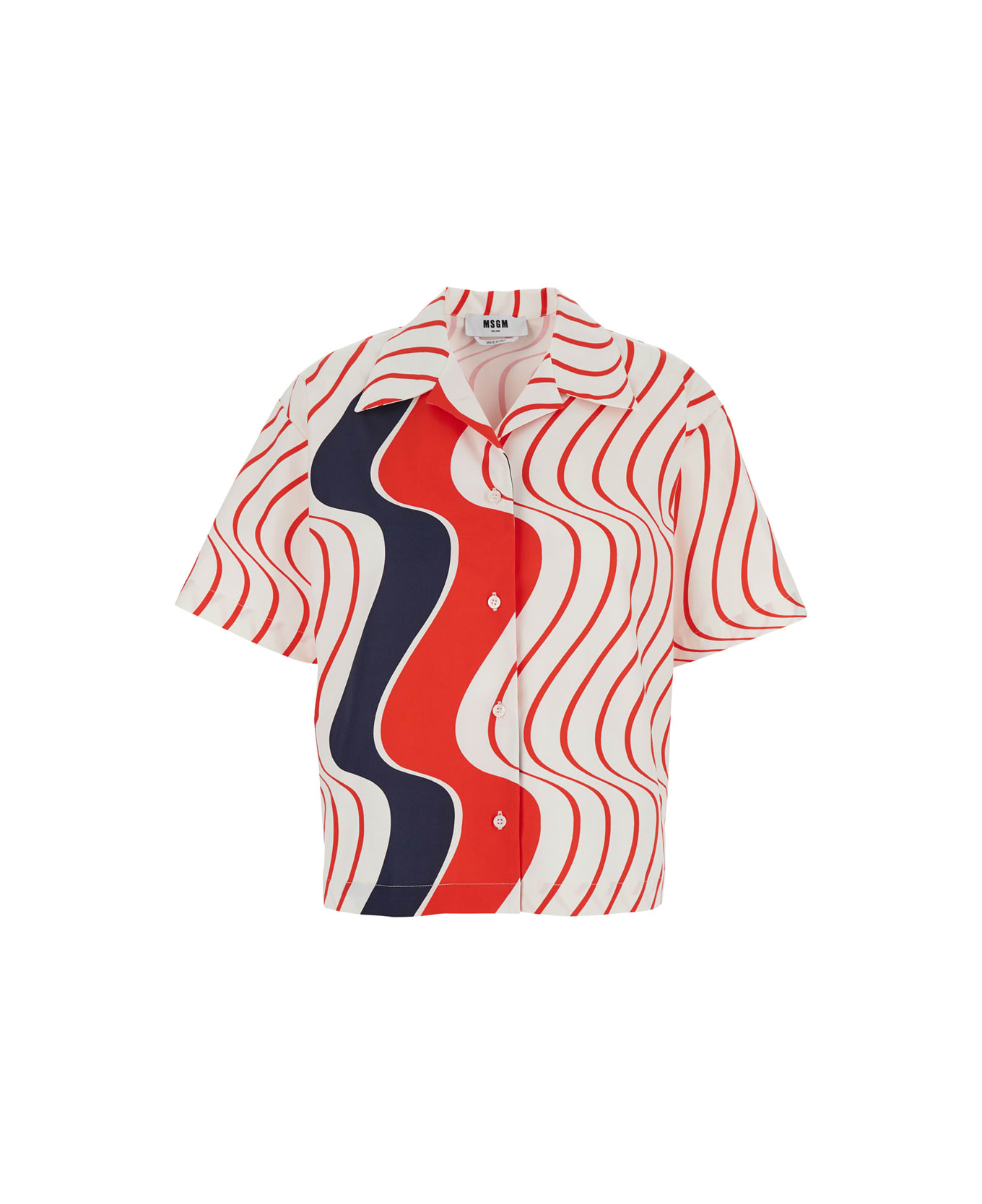 MSGM Multicolor Shirt With Classic Collar And All-over Print In Fabric Woman - Multicolor