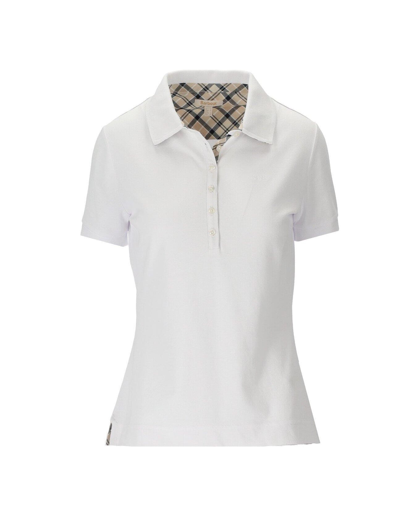 Barbour Buttoned Short Sleeved Polo Shirt - White