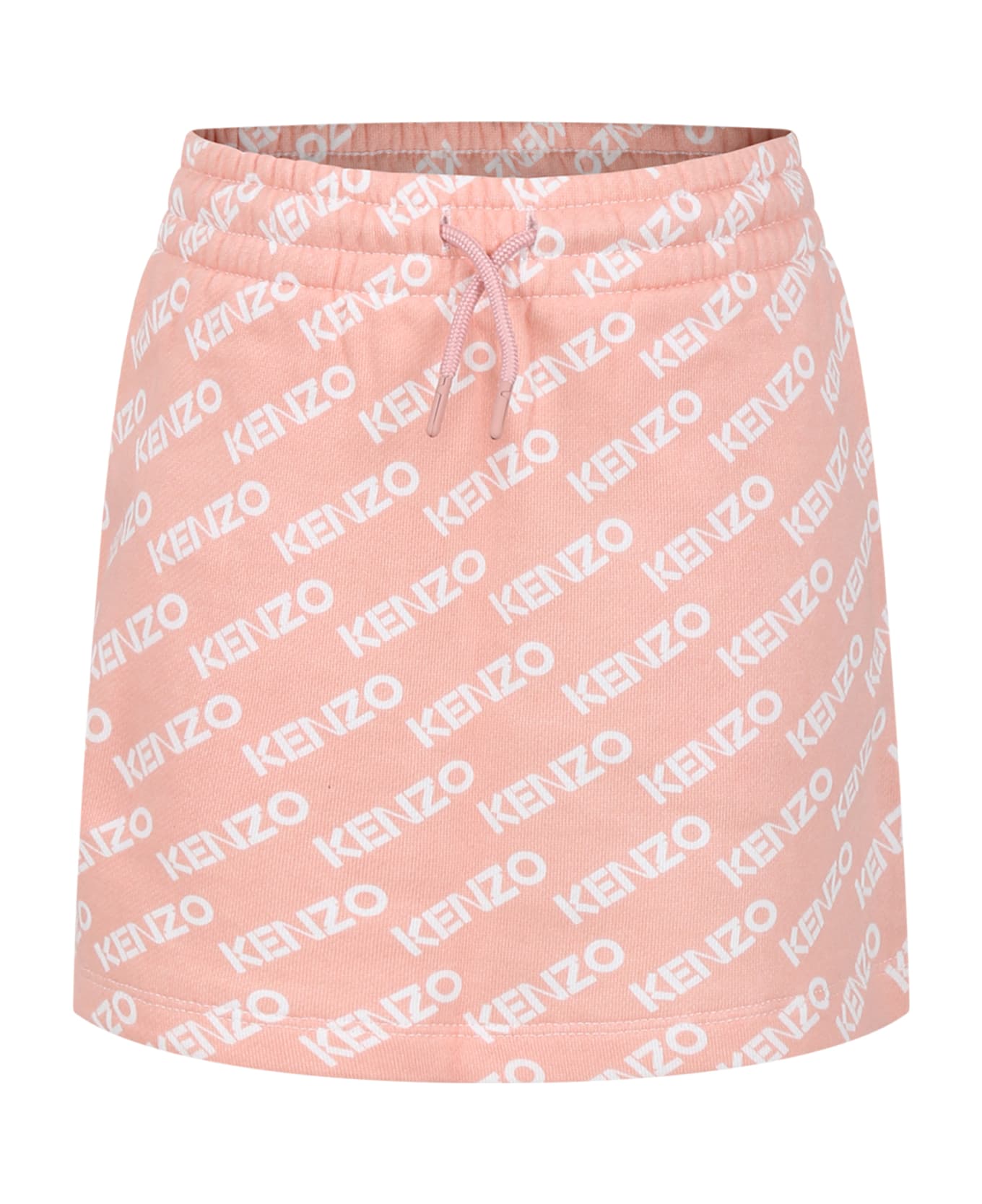 Kenzo Kids Pink Skirt For Girl With Logo - Pink ボトムス