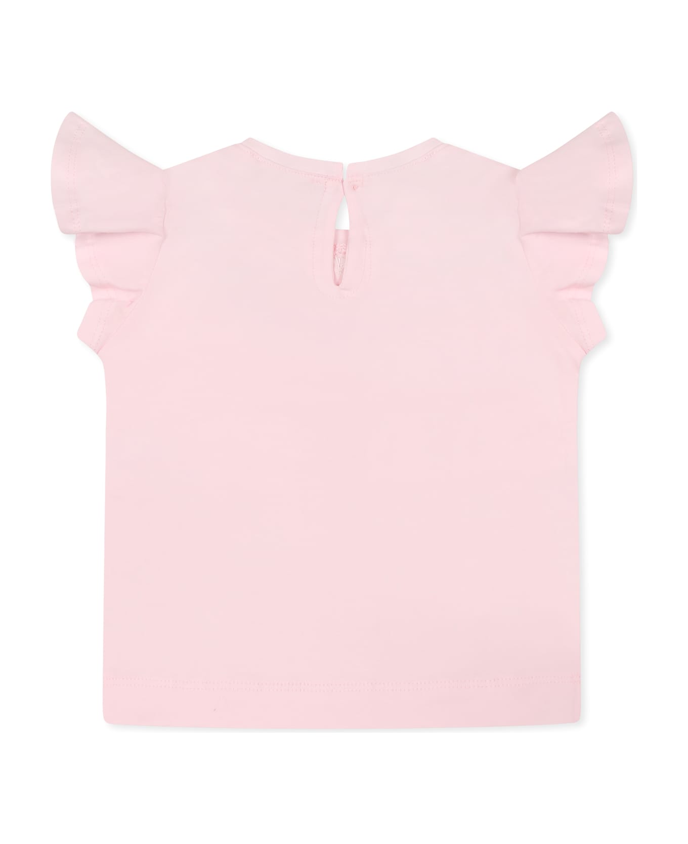 Monnalisa Pink T-shirt For Baby Girl With Daises - Pink