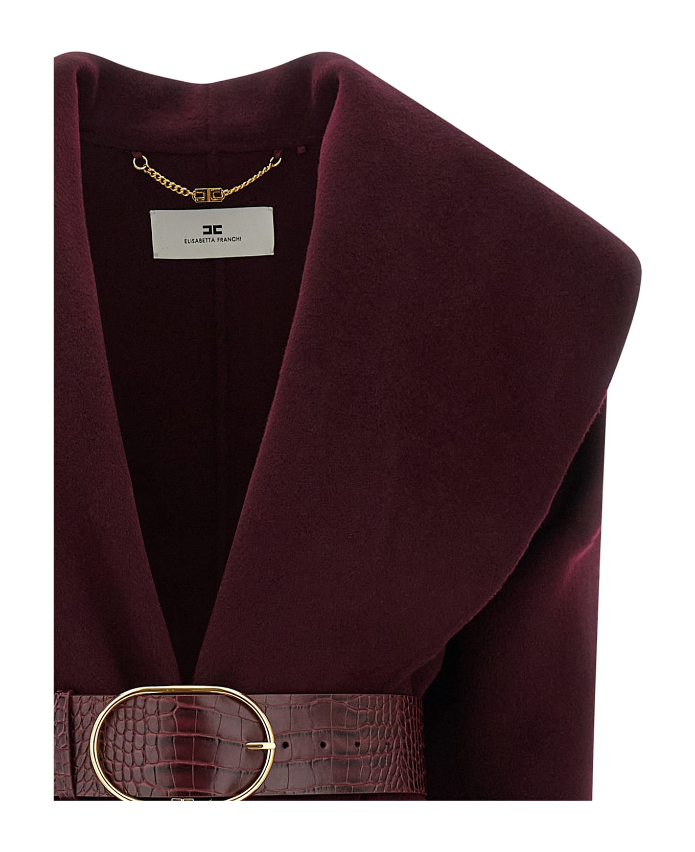 Elisabetta Franchi Double Wool Cape - Bordeaux