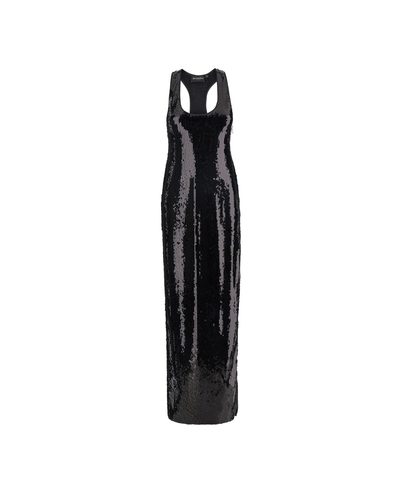 retrofete 'bella' Long Dress With Wide Neckline And Sequined Details In Polyester Woman - Black