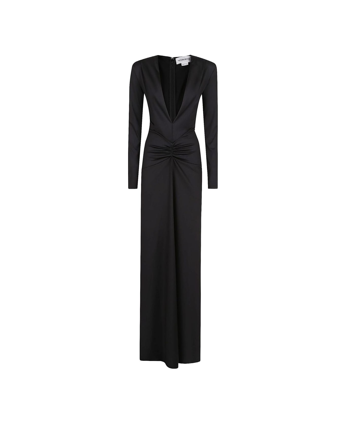 Victoria Beckham Long Dress With Deep Neckline - Black