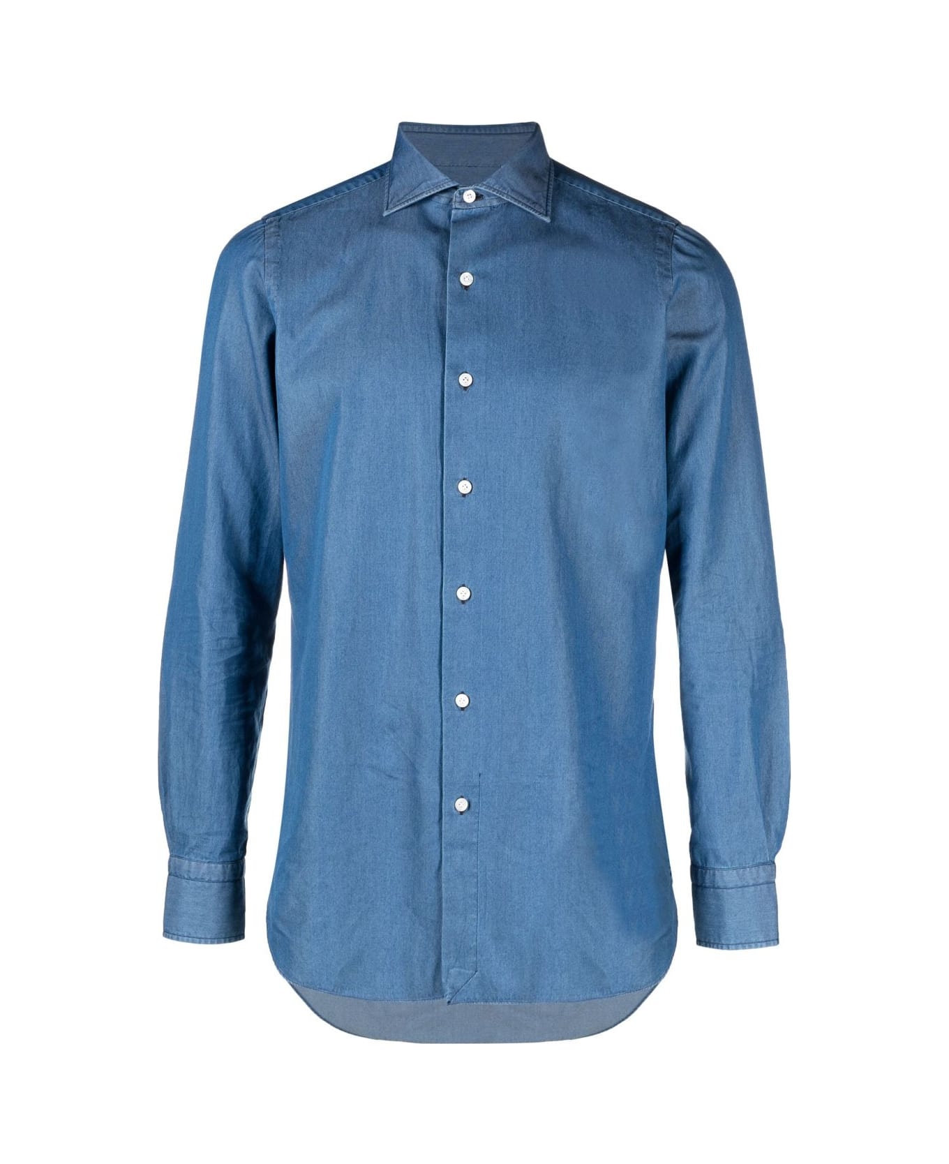 Finamore Napoli Cotton Shirt - Clear Blue