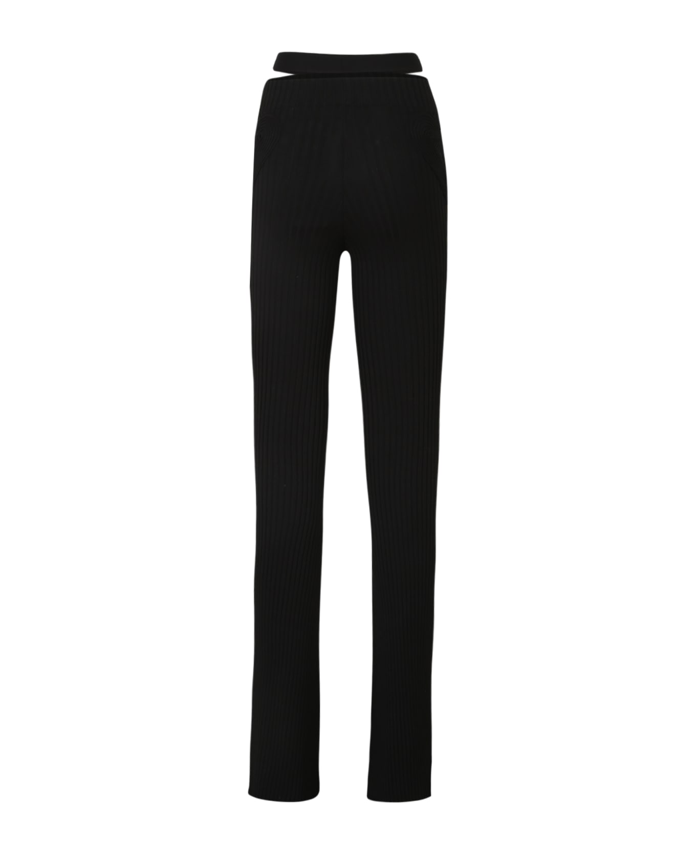 ANDREĀDAMO Ribbed Knit Slim Trousers - Black