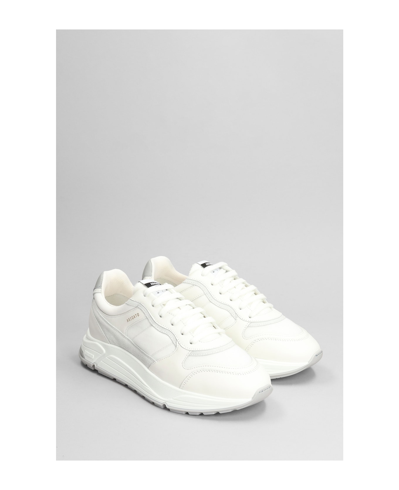 Axel Arigato Rush Sneakers In White Leather And Fabric - Bianco grigio