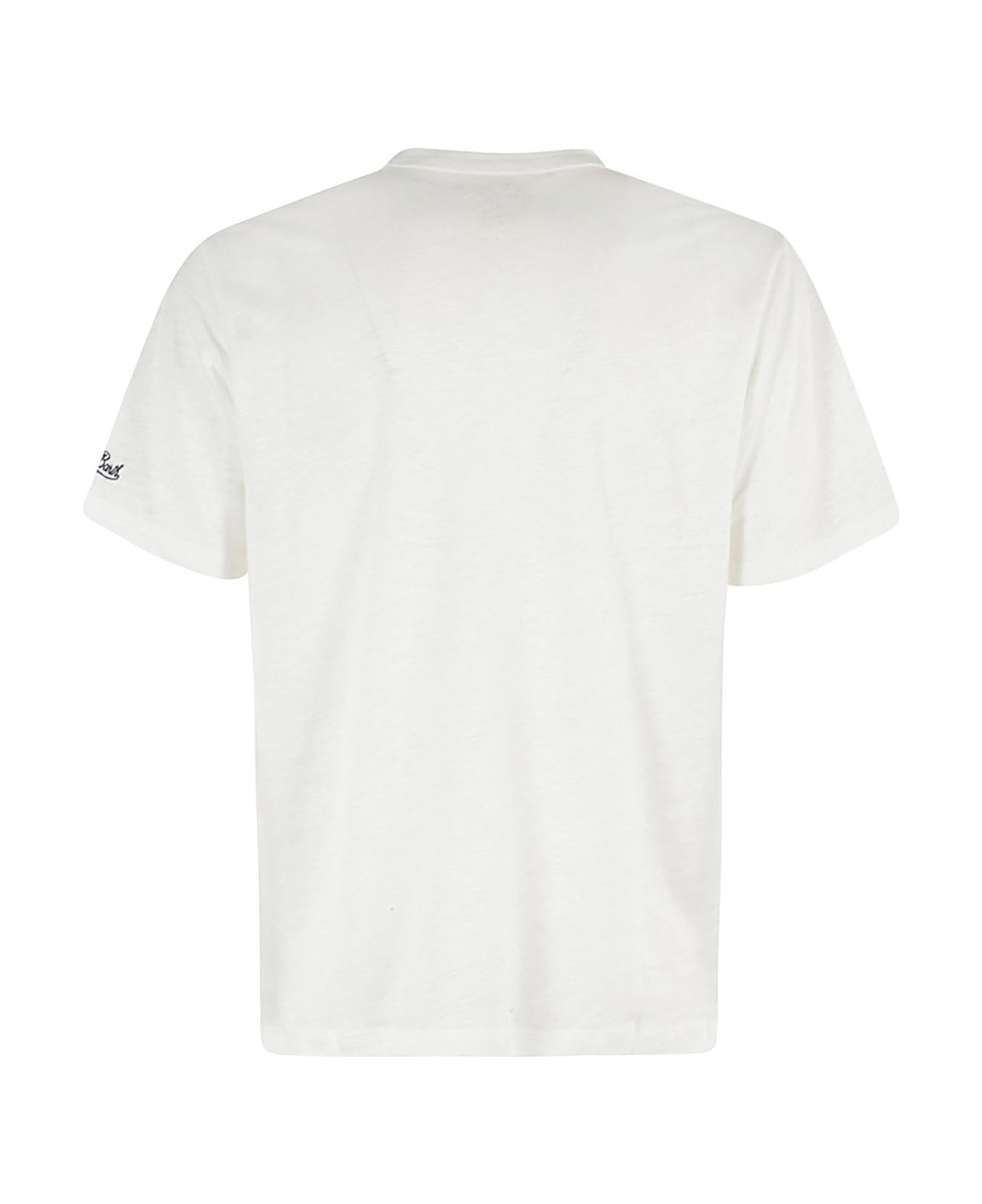 MC2 Saint Barth Linen T Shirt With Front Pocket - N Off White