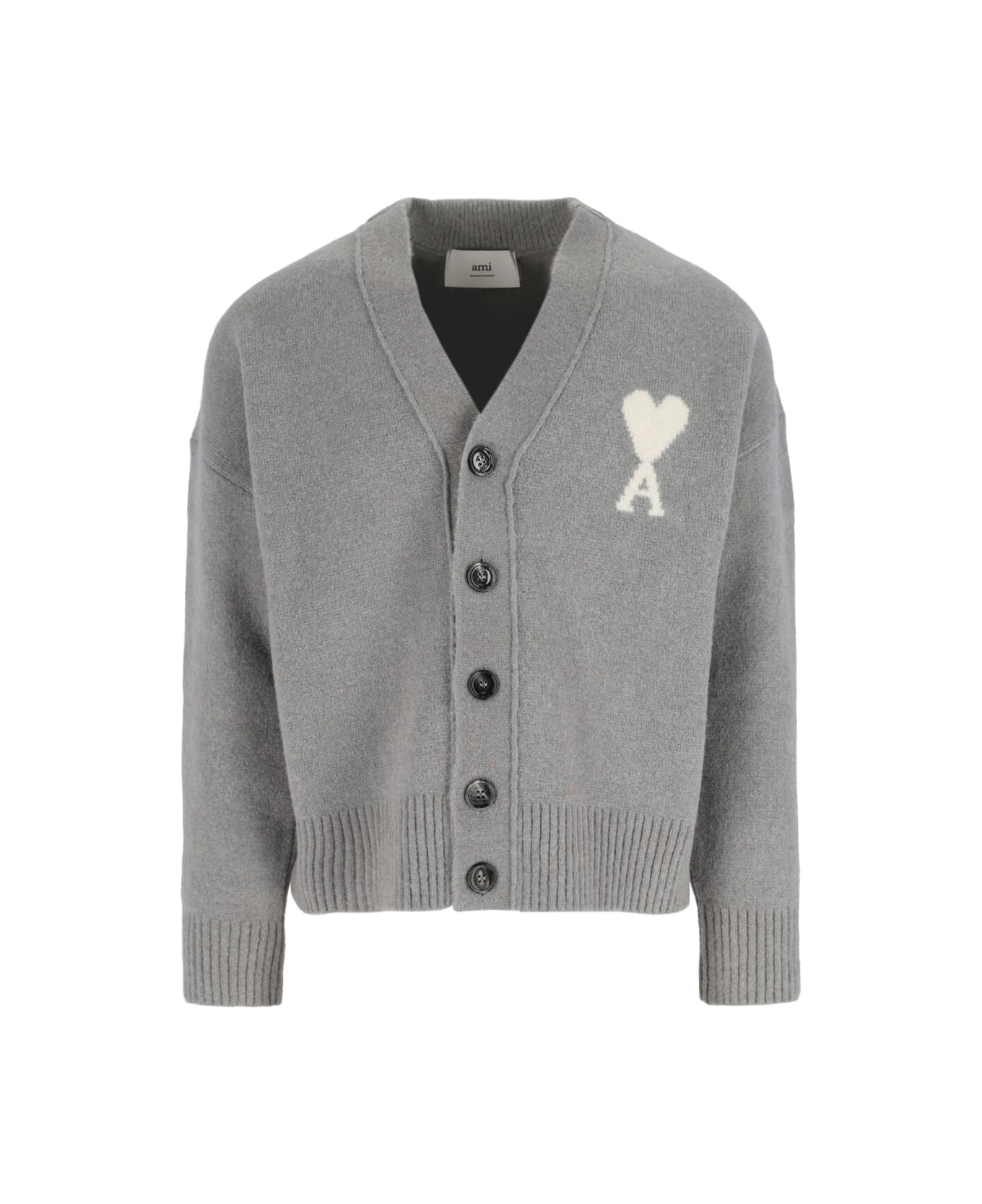 Ami Alexandre Mattiussi Logo Cardigan - GREY
