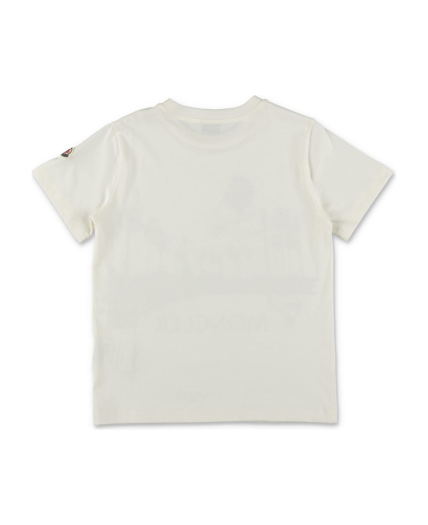 Moncler T-shirt Bianca In Jersey Di Cotone Bambino - Bianco