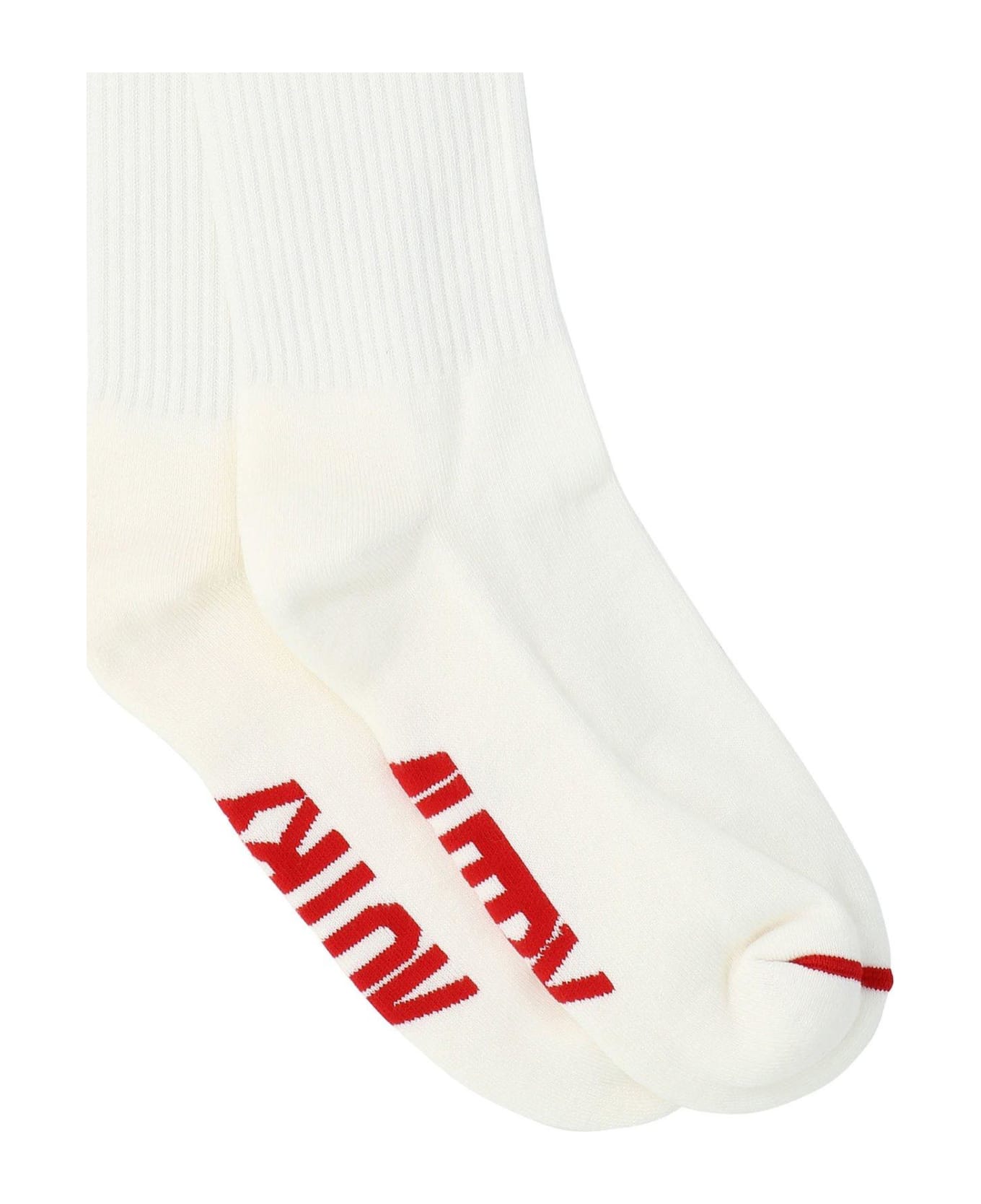 Autry Logo Intarsia Socks - bianco 靴下