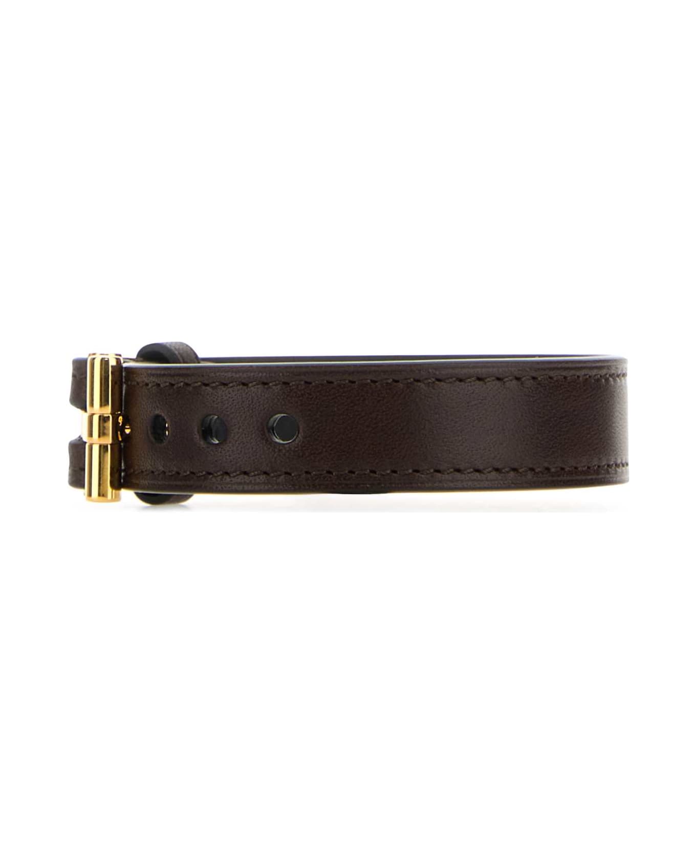 Tom Ford Dark Brown Leather T Bracelet - DARKBROWN