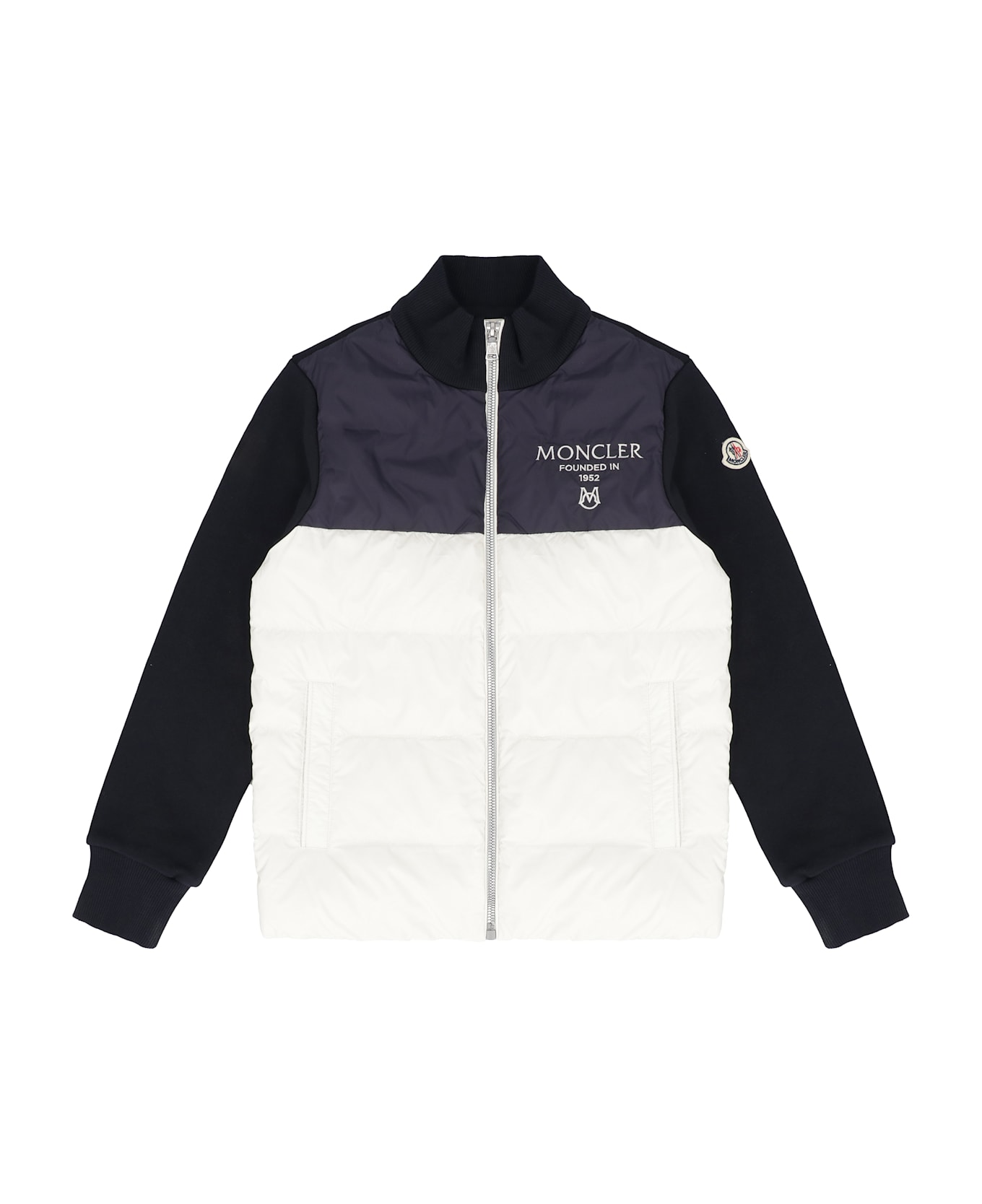 Moncler Jacket In Fleece With Padded Panel - blue