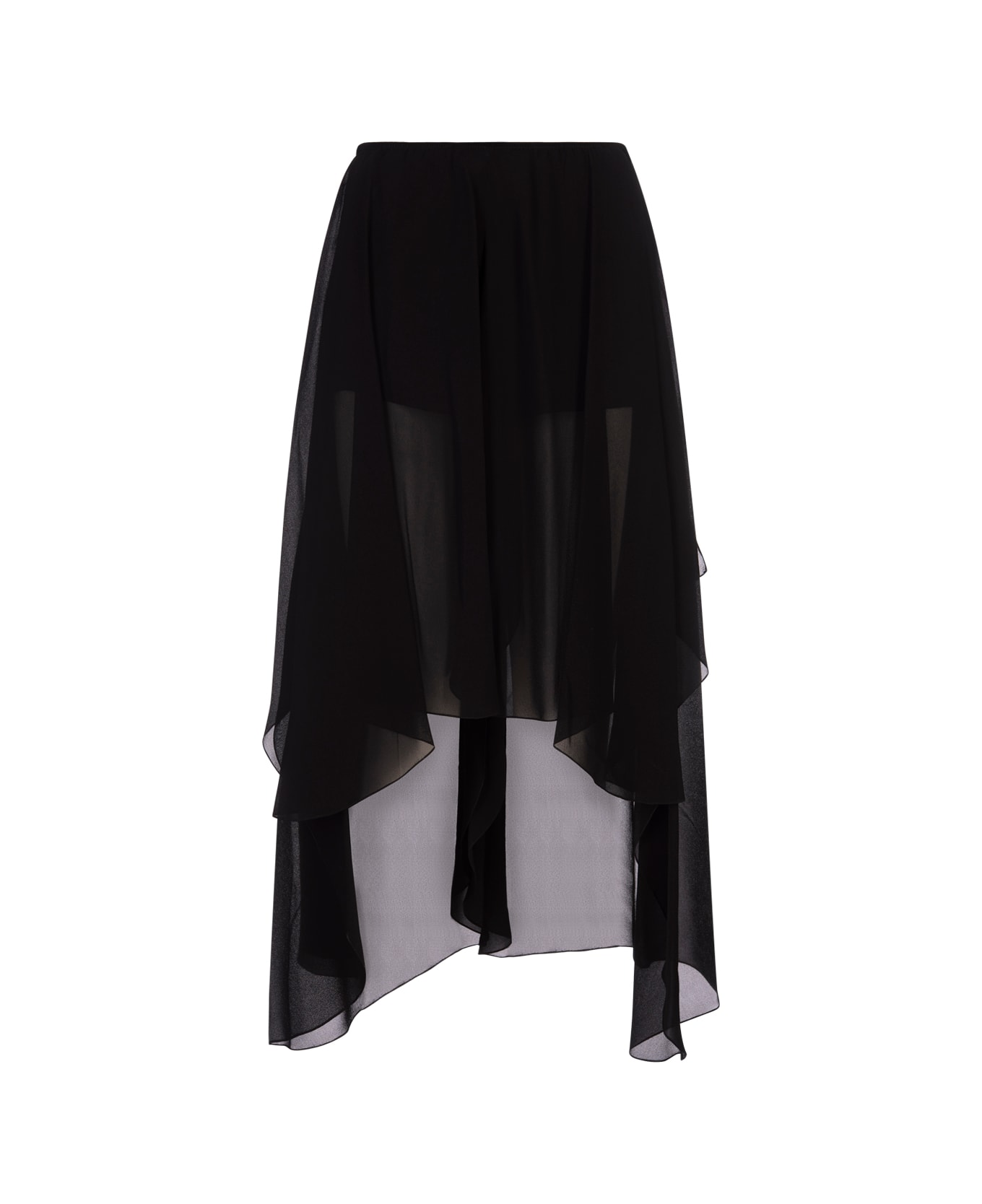 Chloé Black Silk Georgette Ruffle Shorts - BLACK