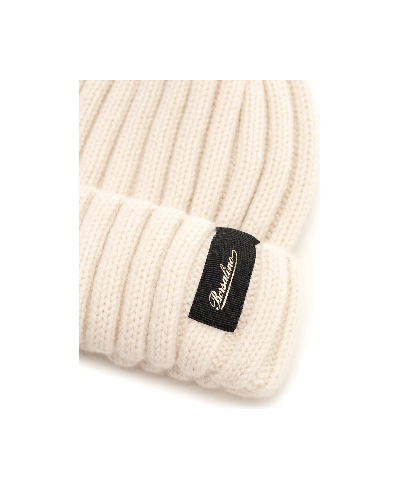 Borsalino Ribbed Cashmere Beanie - Cream