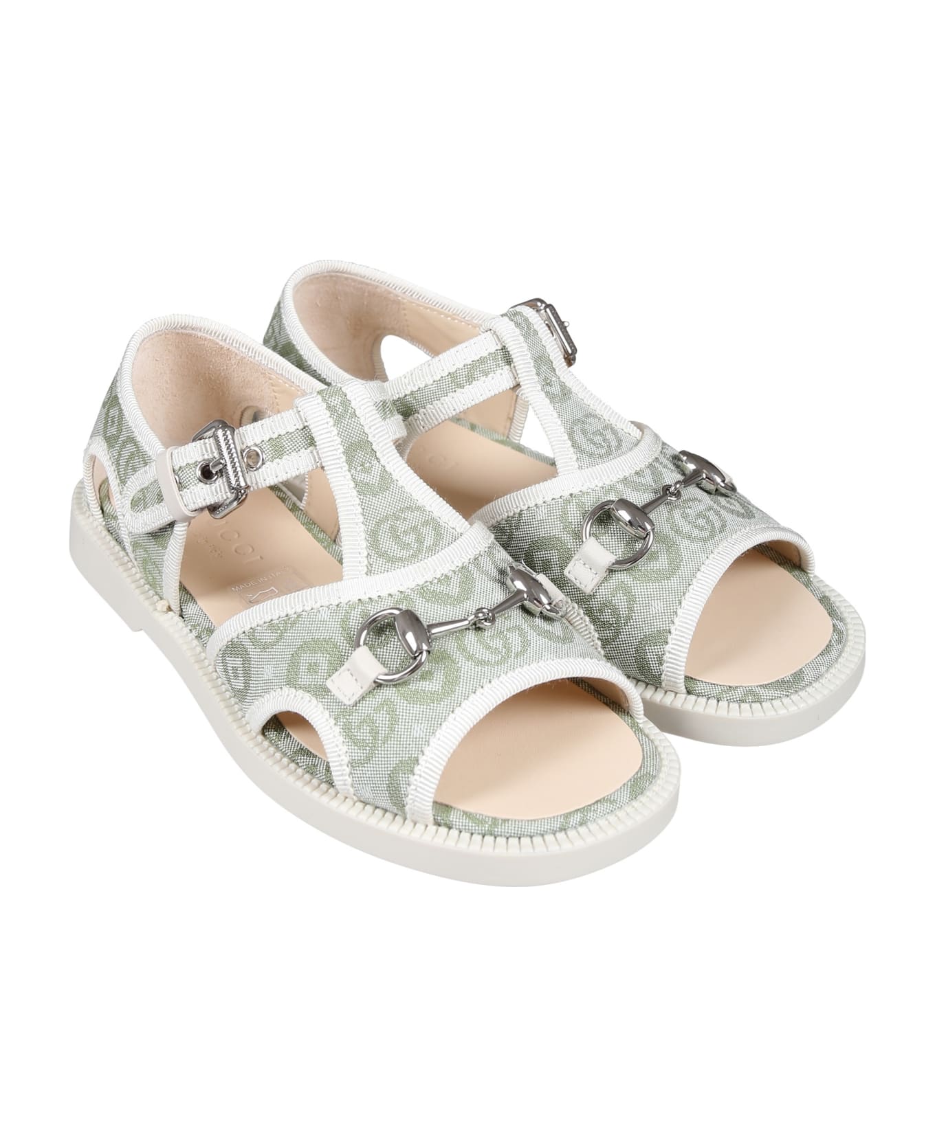 Gucci Green Sandals For Kids With Clamp - Green