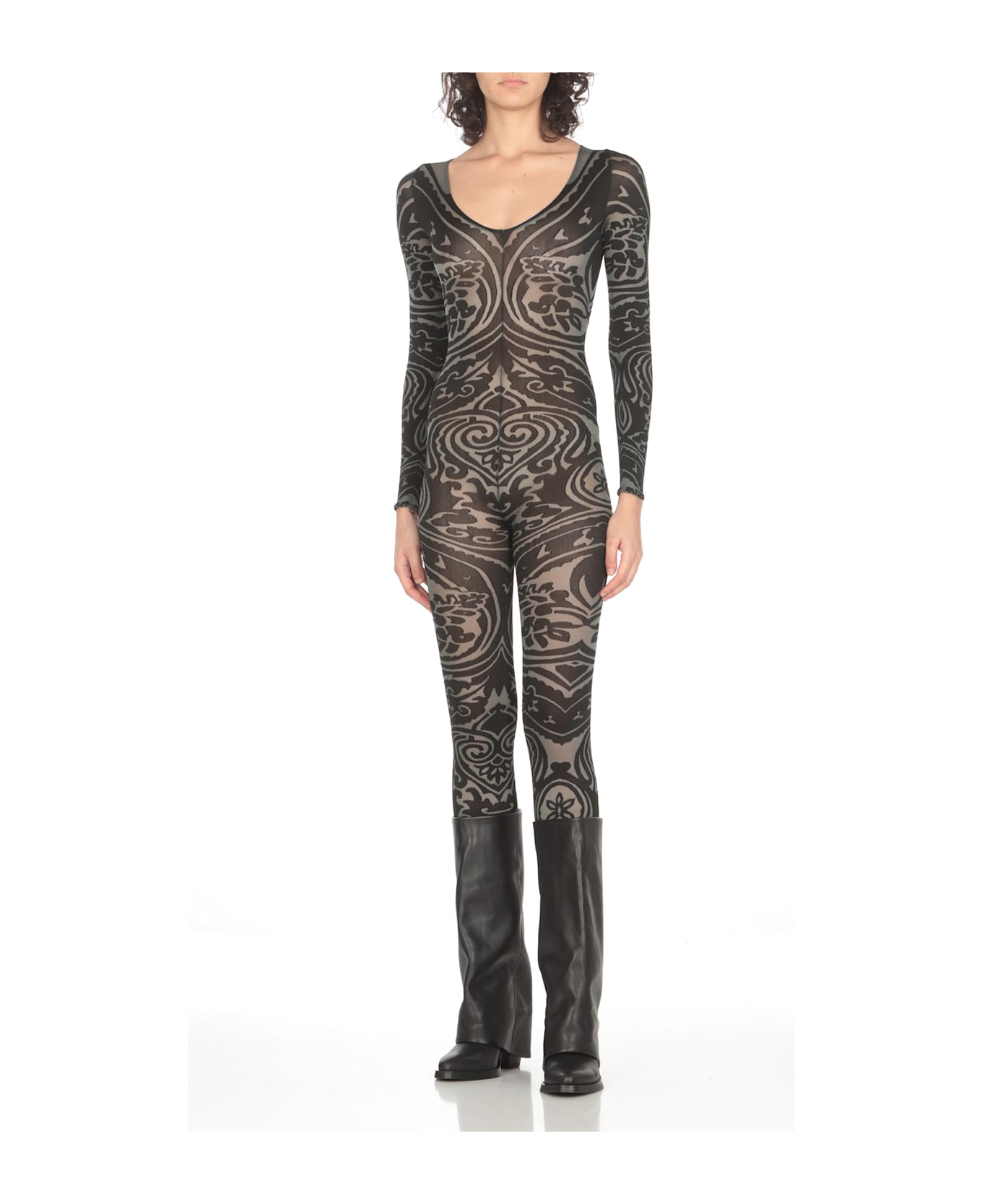 Wolford Paisley Tattoo Bodysuit - Grigio ジャンプスーツ