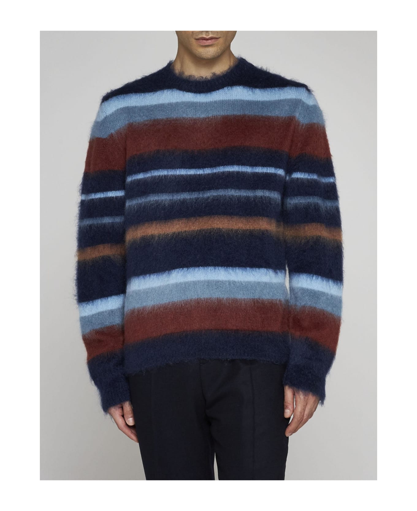Etro Striped Mohair-blend Sweater Etro - Blu ニットウェア