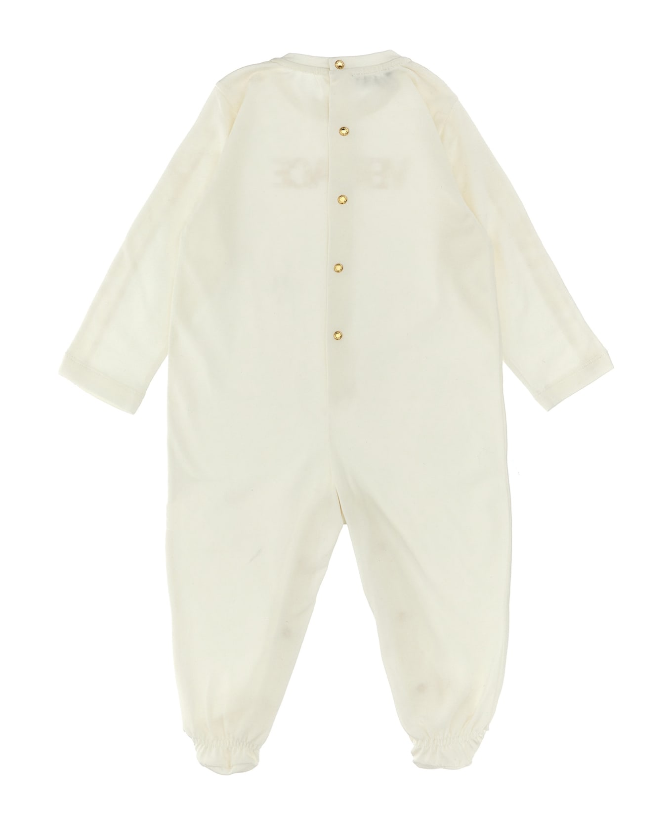 Versace 'barocco' Sleepsuit And Beanie Baby Set - White