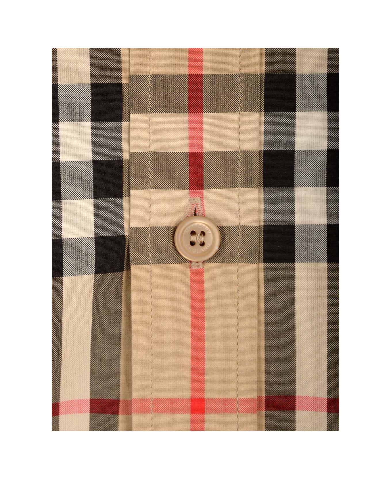 Burberry Cotton Shirt With Check Pattern - Beige シャツ