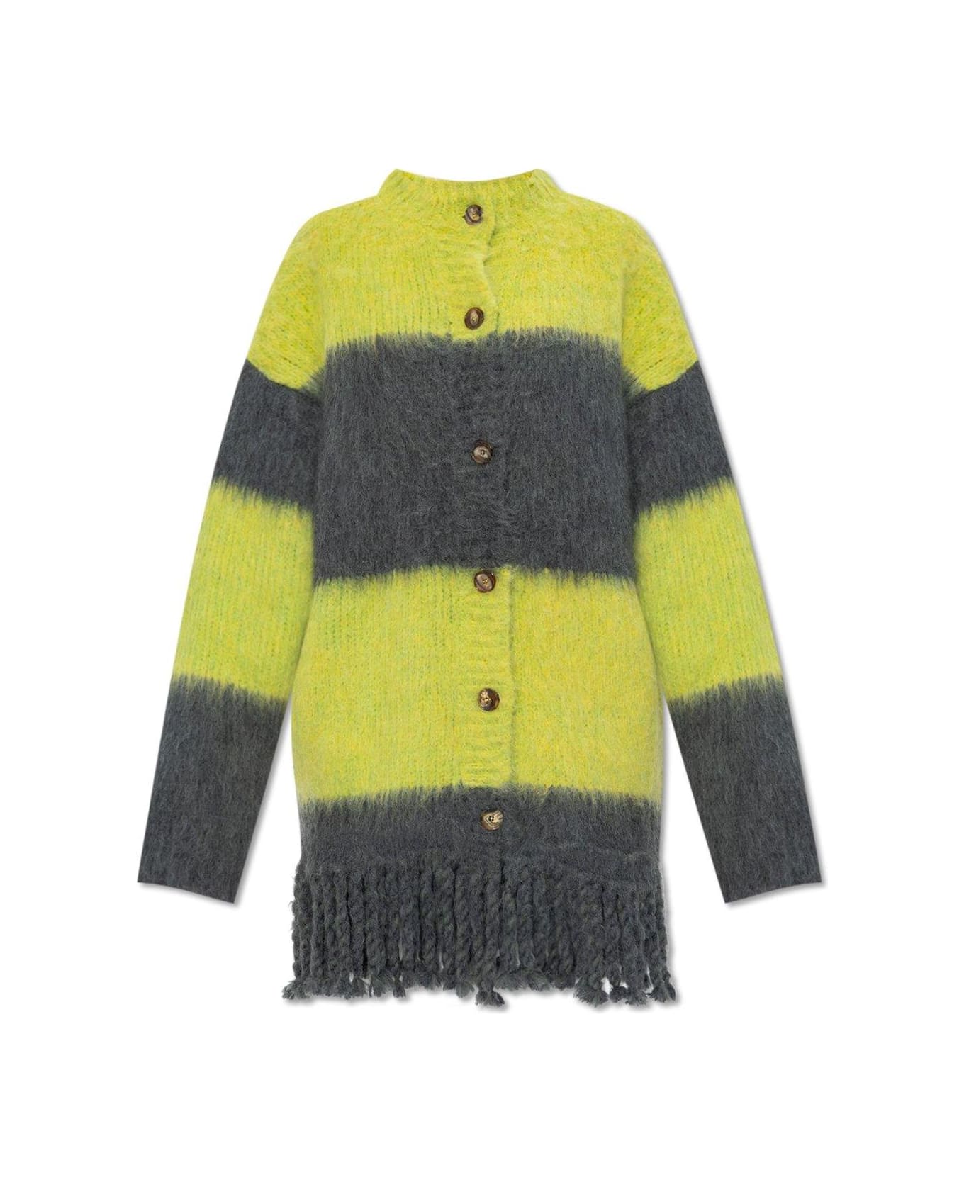 Etro Striped Fringed Button-up Cardigan