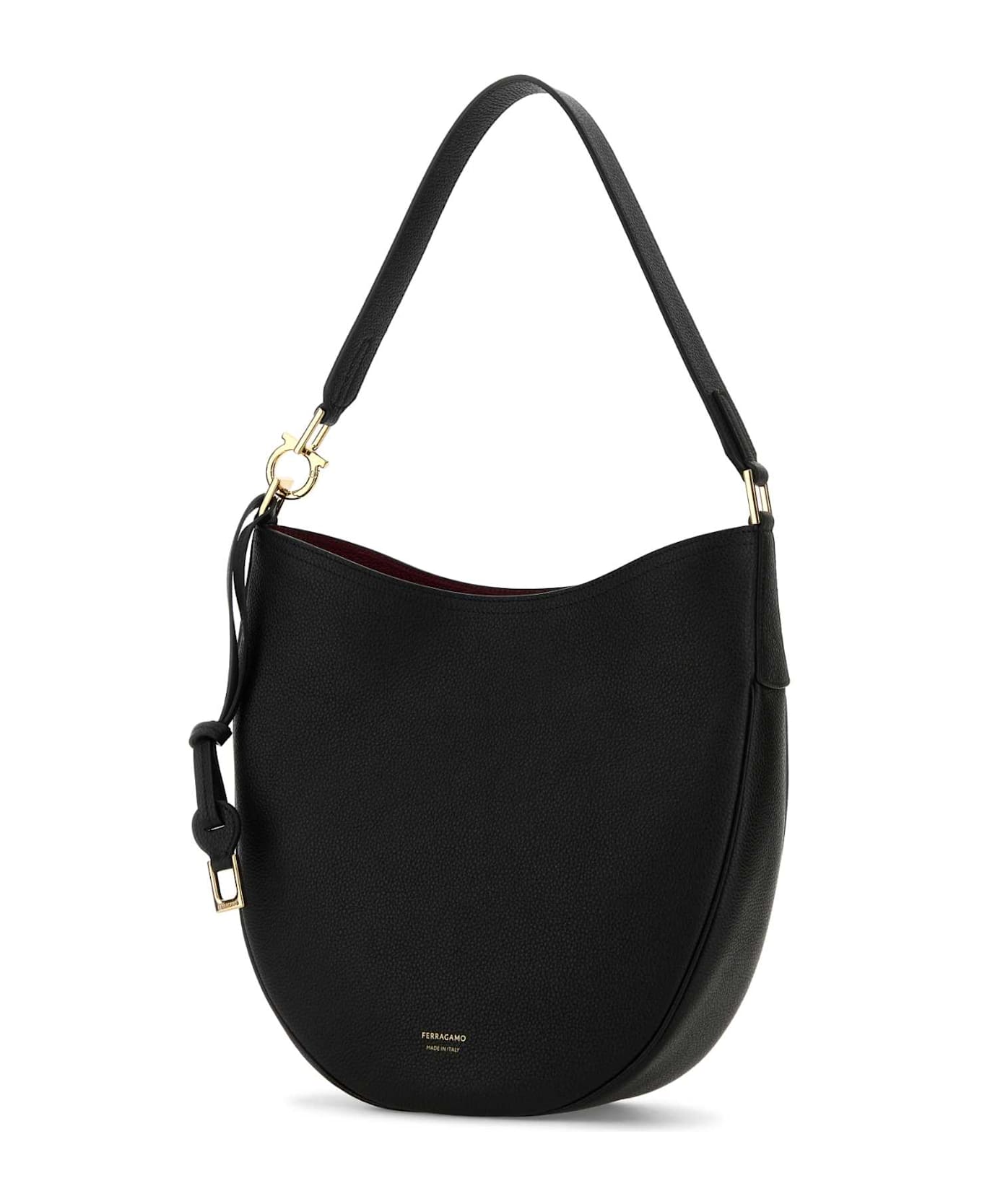 Ferragamo Black Leather Medium Smile Shoulder Bag - NEROBORGOGNABORGOGNA