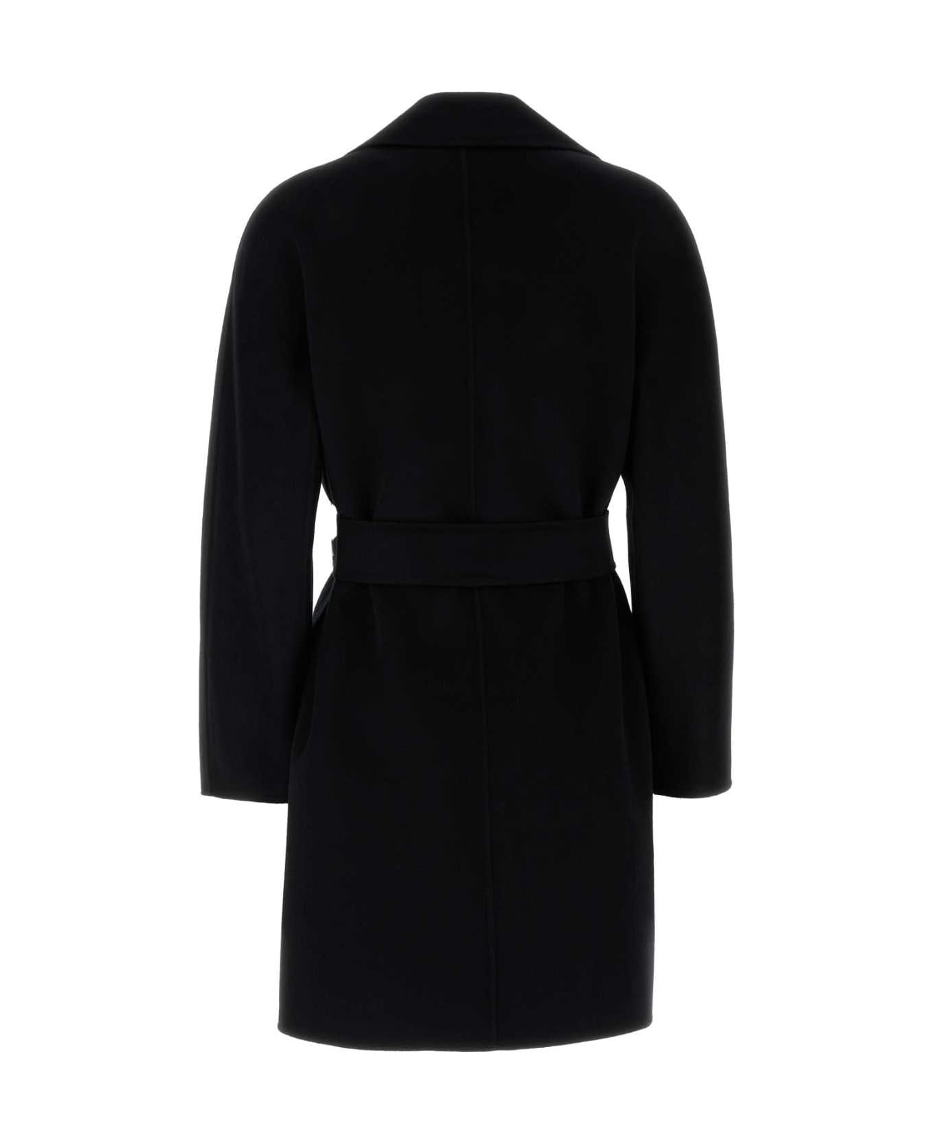 Max Mara Studio Black Wool Blend Ajaccio Coat - NERO