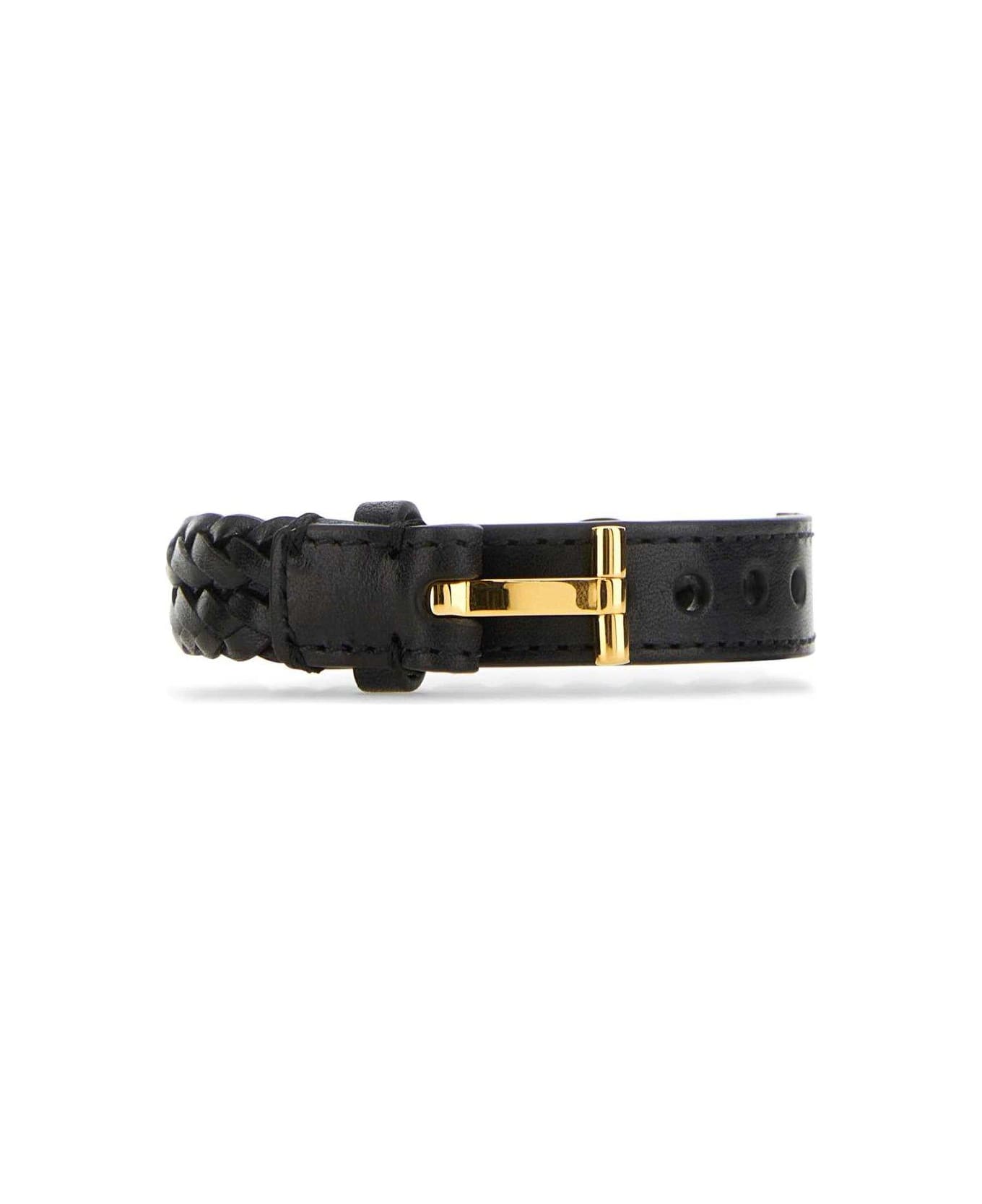 Tom Ford T-lock Leather Bracelet - BLACK