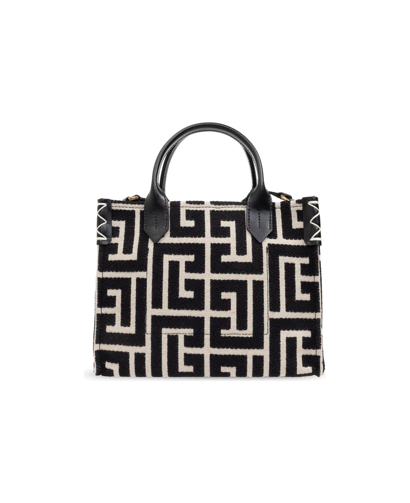 Balmain B Army Monogram Jacquard Small Tote Bag - White/Black