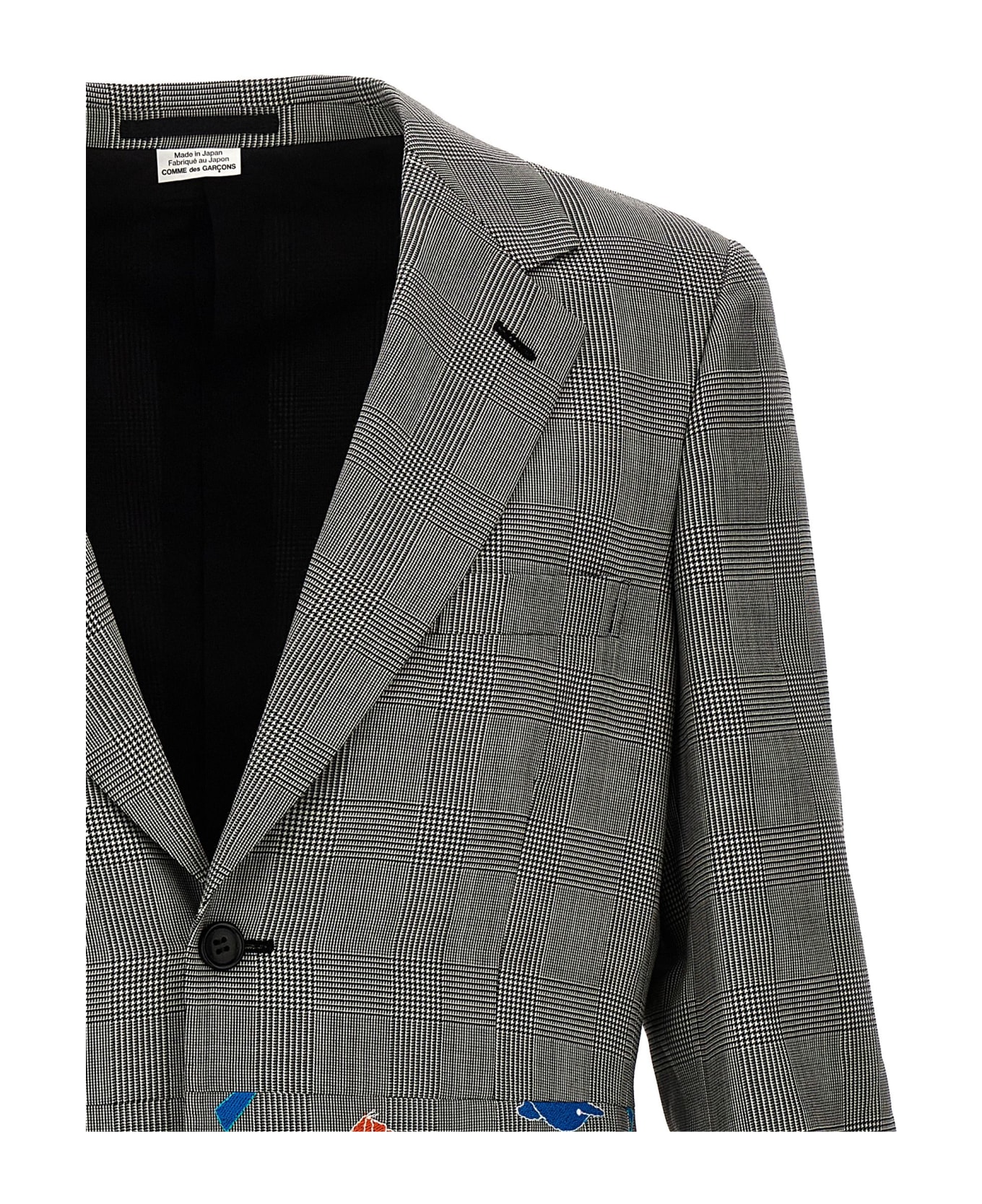 Comme Des Garçons Homme Plus Embroidery Check Single-breasted Blazer - Gray