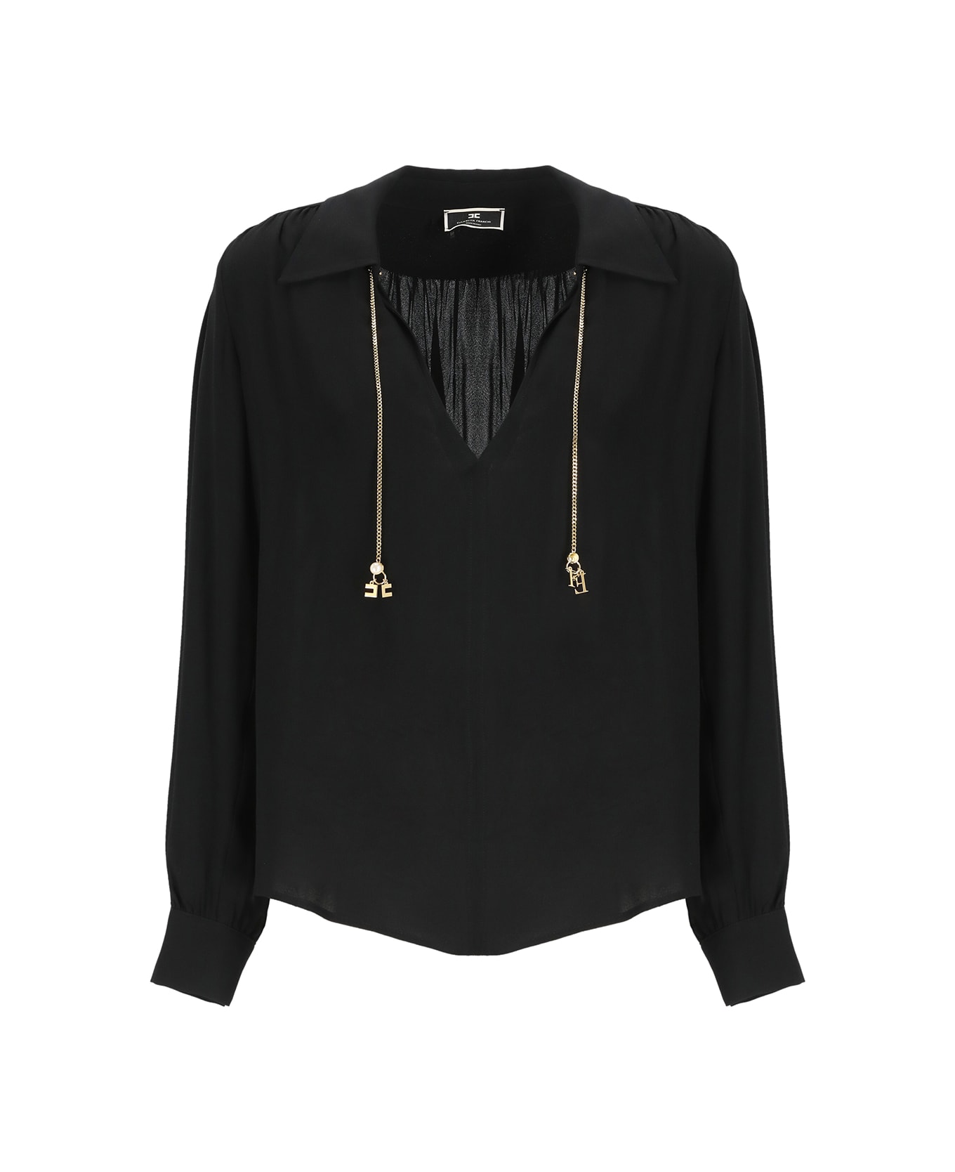 Elisabetta Franchi Black Shirt With Jewel - Black
