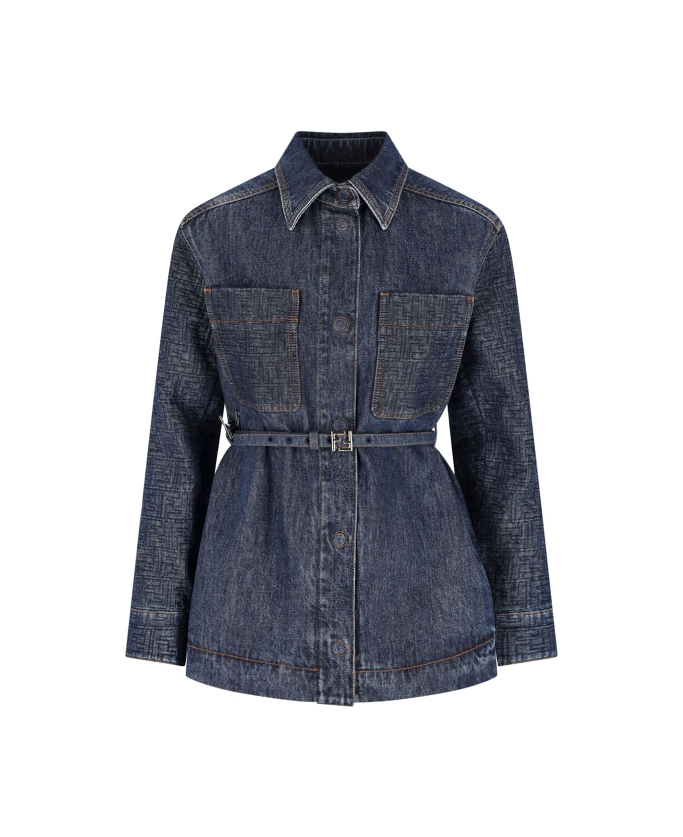 Fendi 'ff' Denim Jacket - BLUEBERRY-26