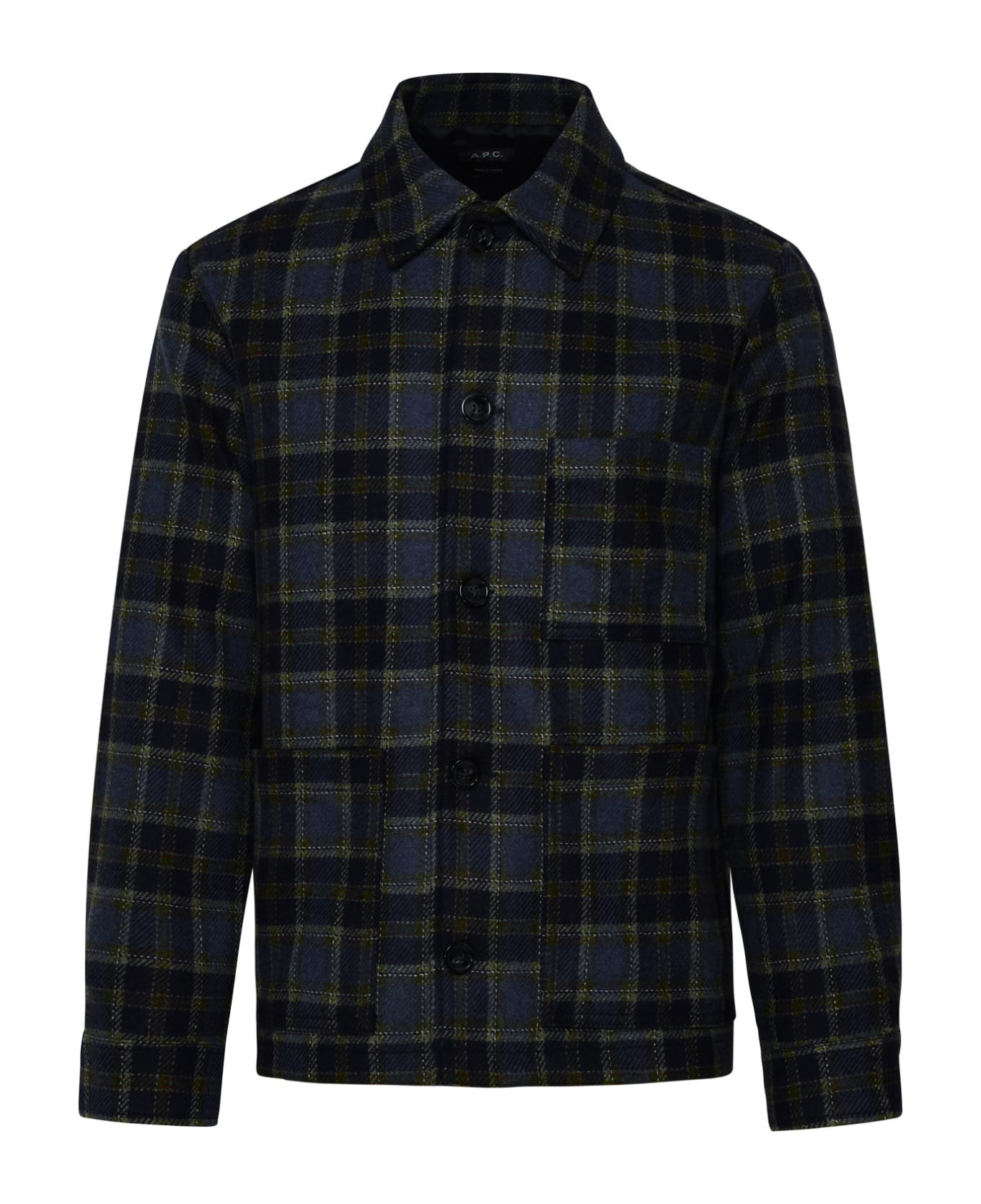 A.P.C. New Emile Shirt In Blue Wool Blend - Red