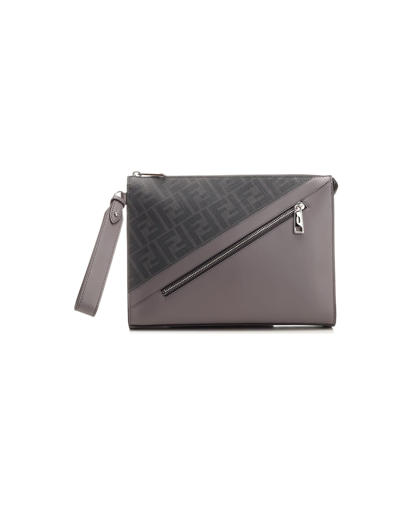 Fendi Diagonal Flat Pouch - Grey