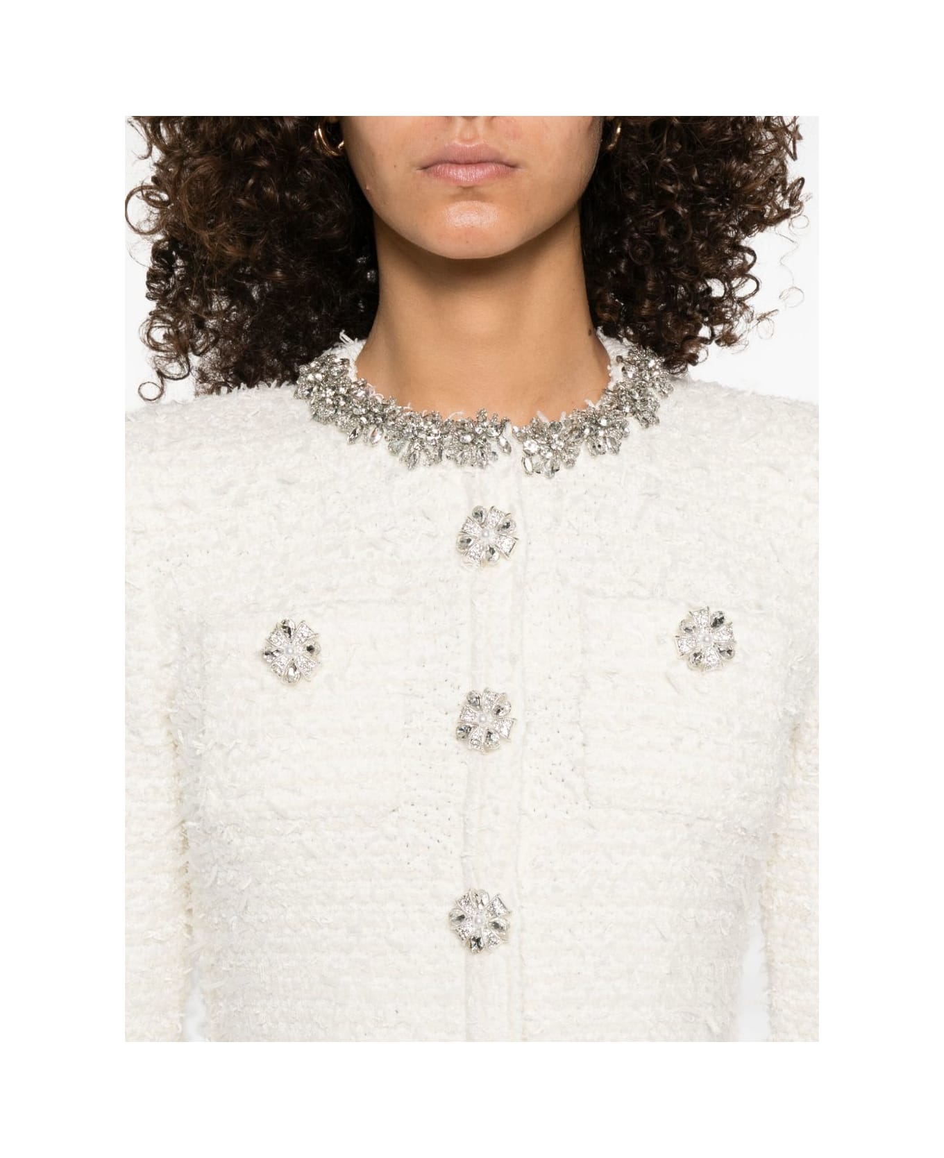 self-portrait Crystal Embellished Cardigan - Beige