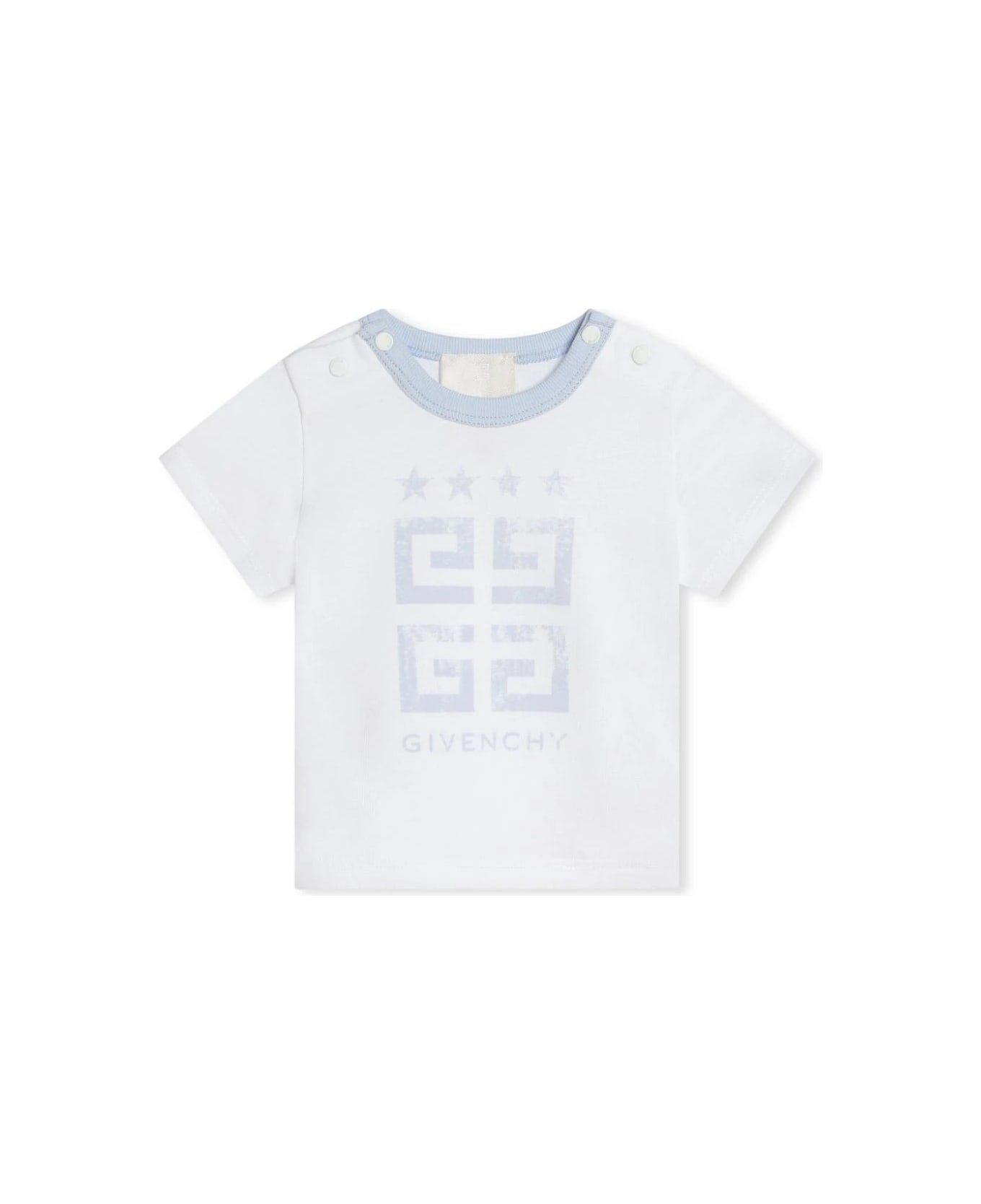 Givenchy White And Light Blue Set With T-shirt, Shorts And Bandana - Blue