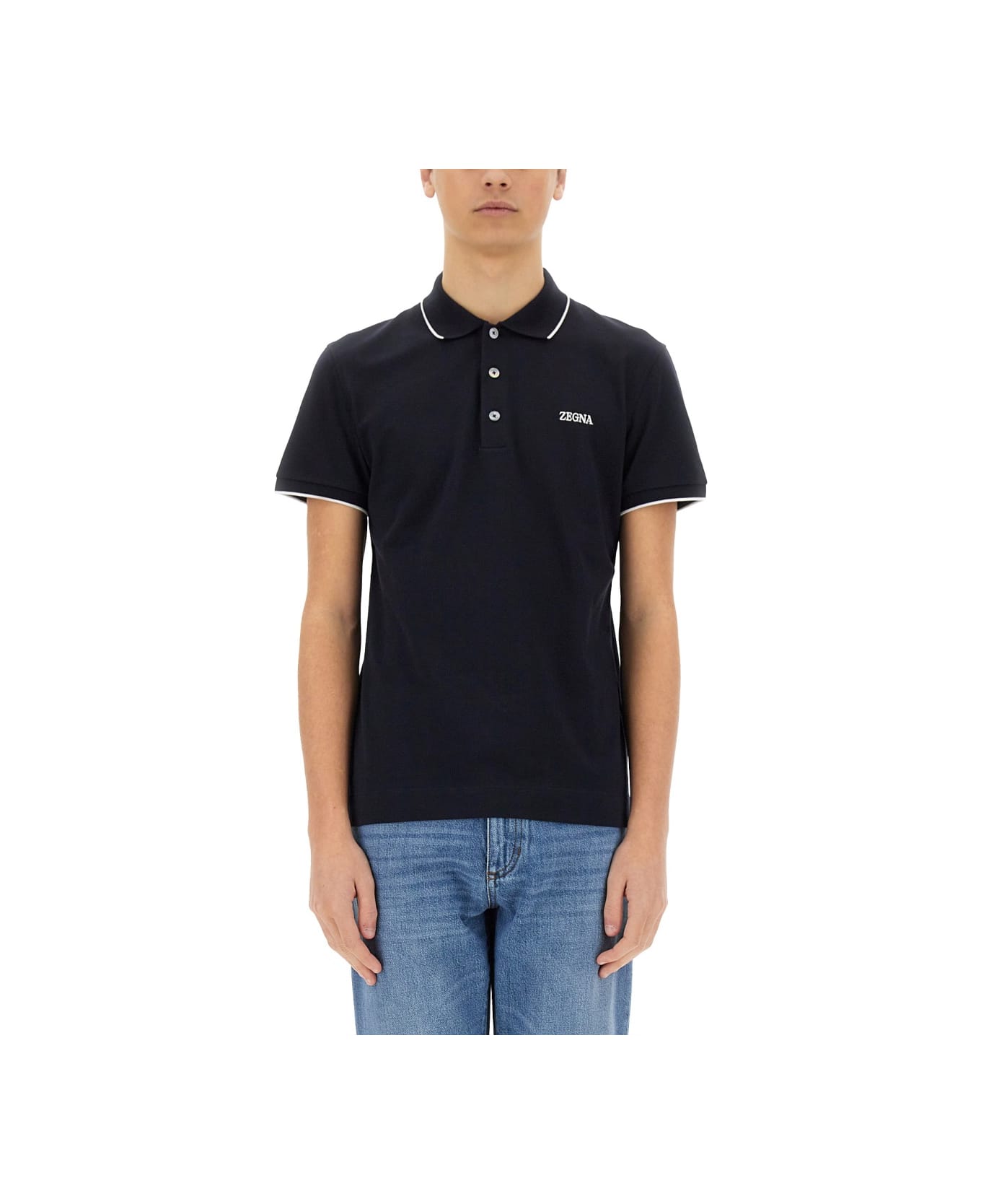 Zegna Polo With Logo - BLUE