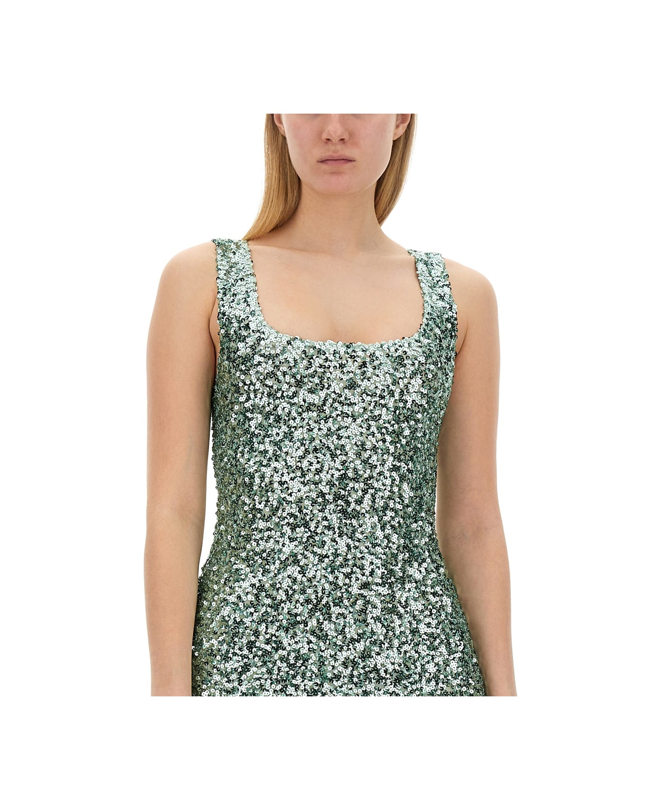 M05CH1N0 Jeans Sequined Dress - GREEN