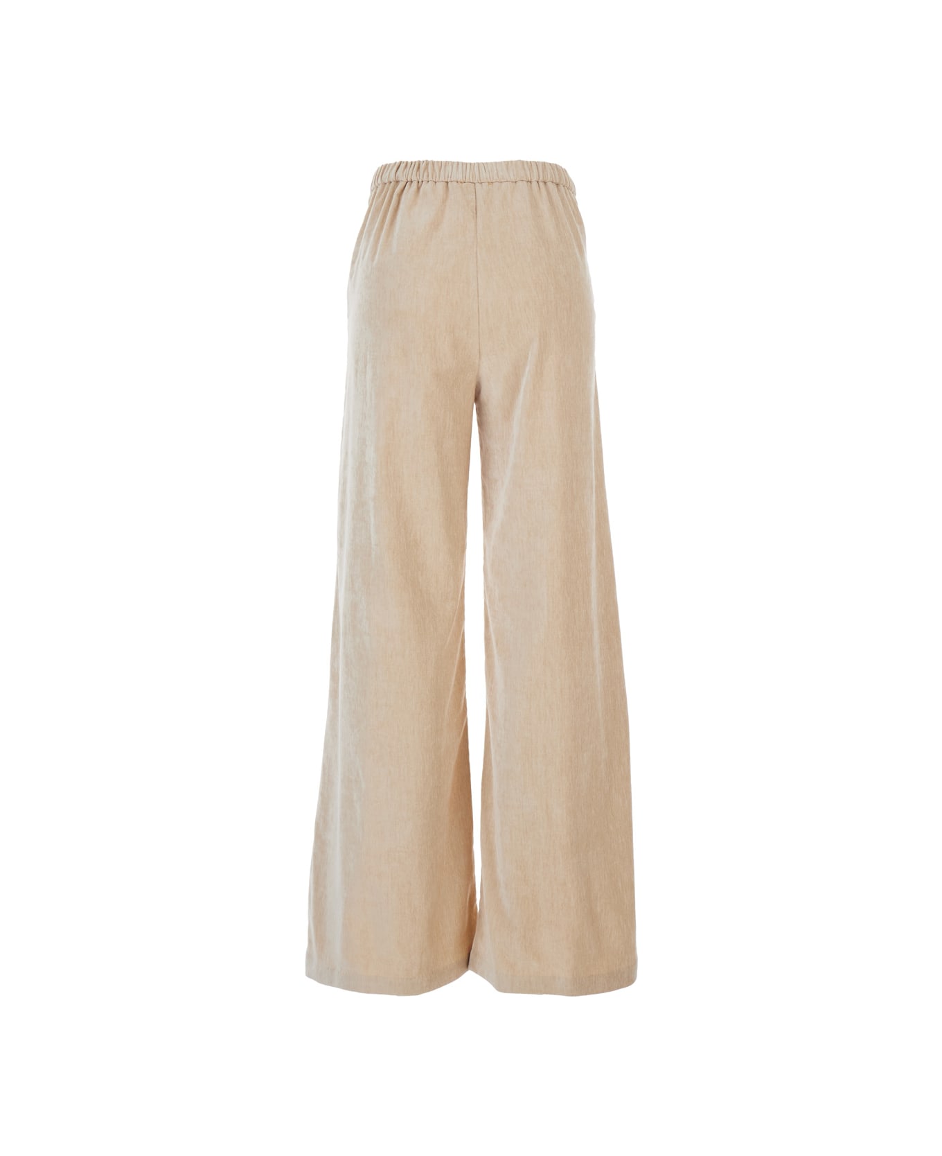 Forte_Forte Beige Trousers With Elastic Waist In Velvet Woman - Beige