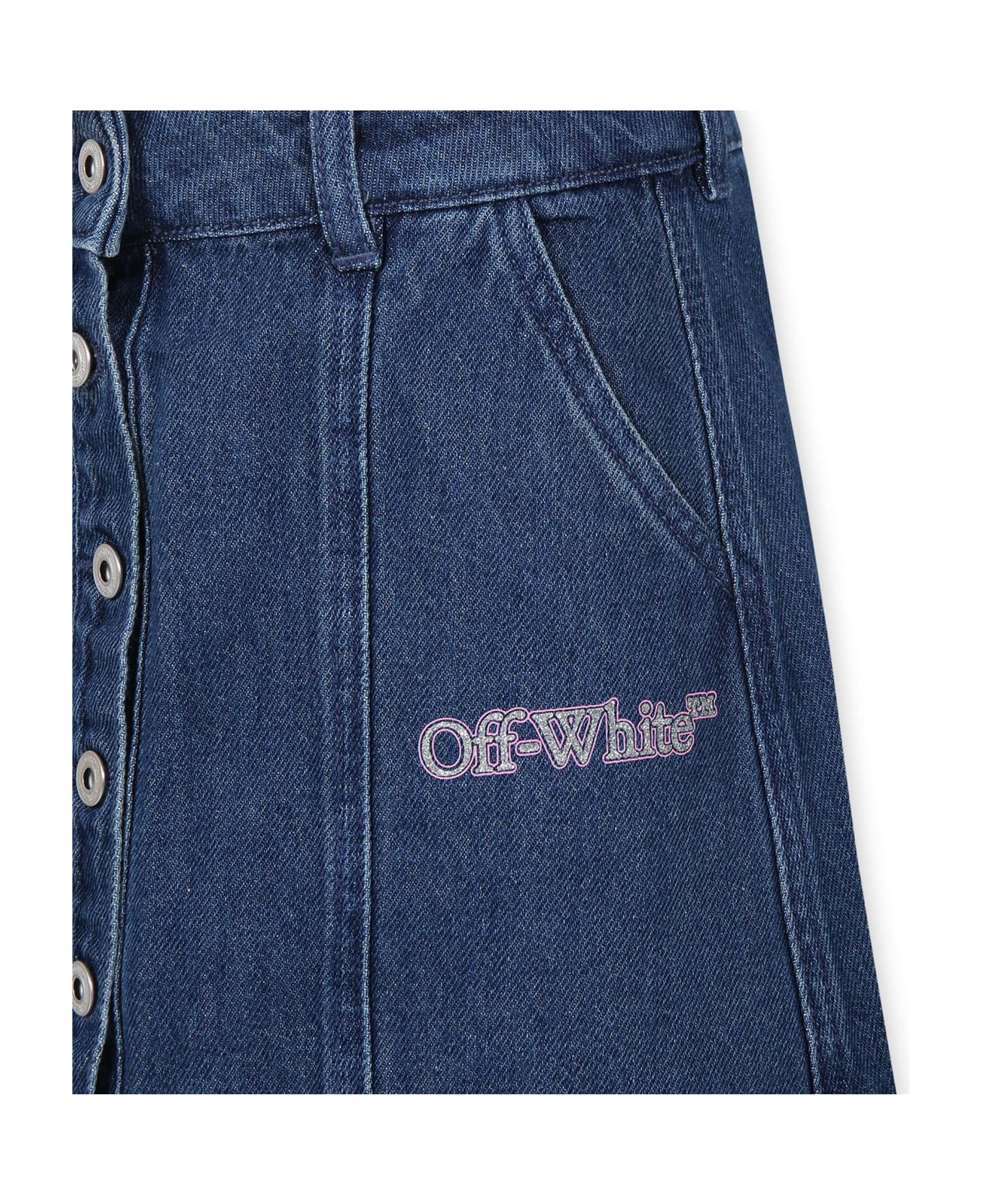 Off-White Blue Skirt For Girl With Logo - Denim