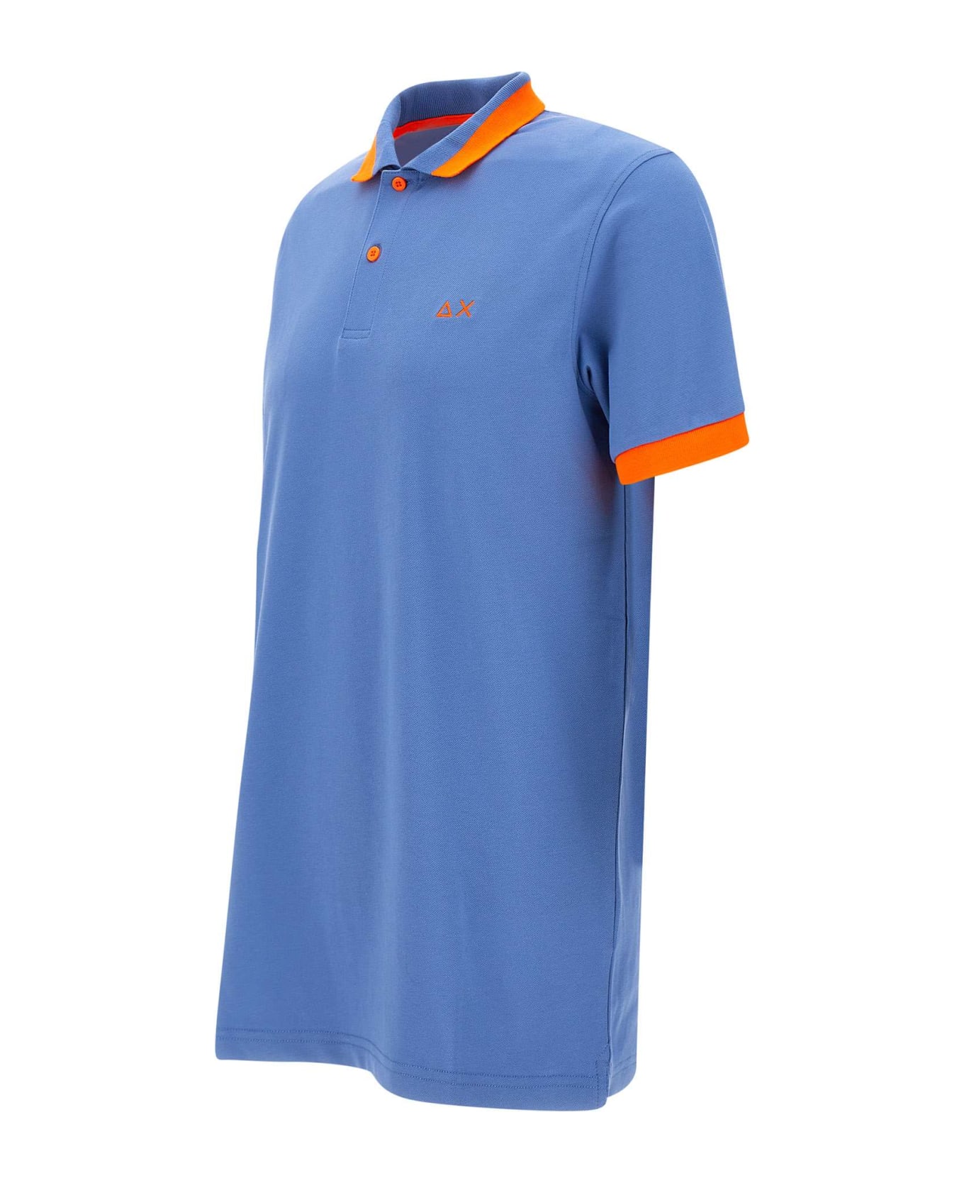 Sun 68 "big Stripe" Cotton Polo Shirt - BLUE