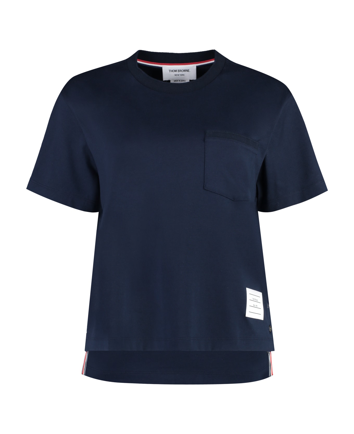 Thom Browne Logo Cotton T-shirt - blue Tシャツ
